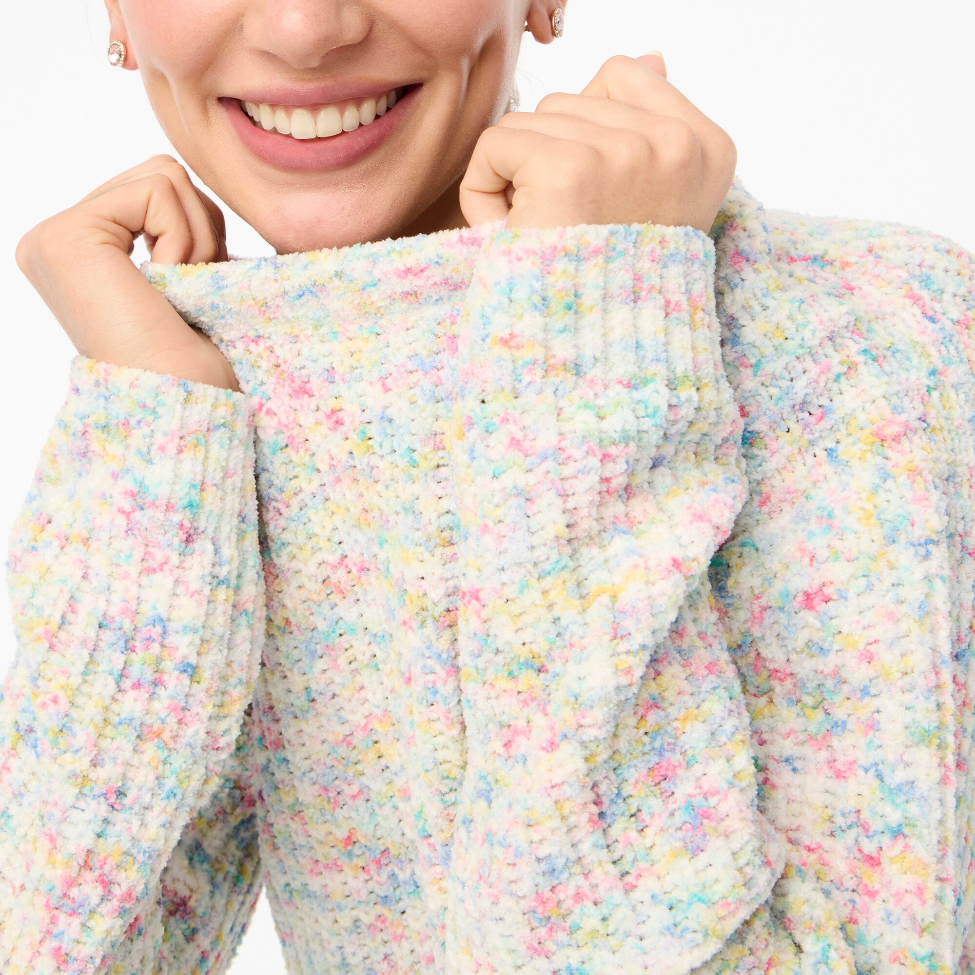 Chenille boxy crewneck sweater