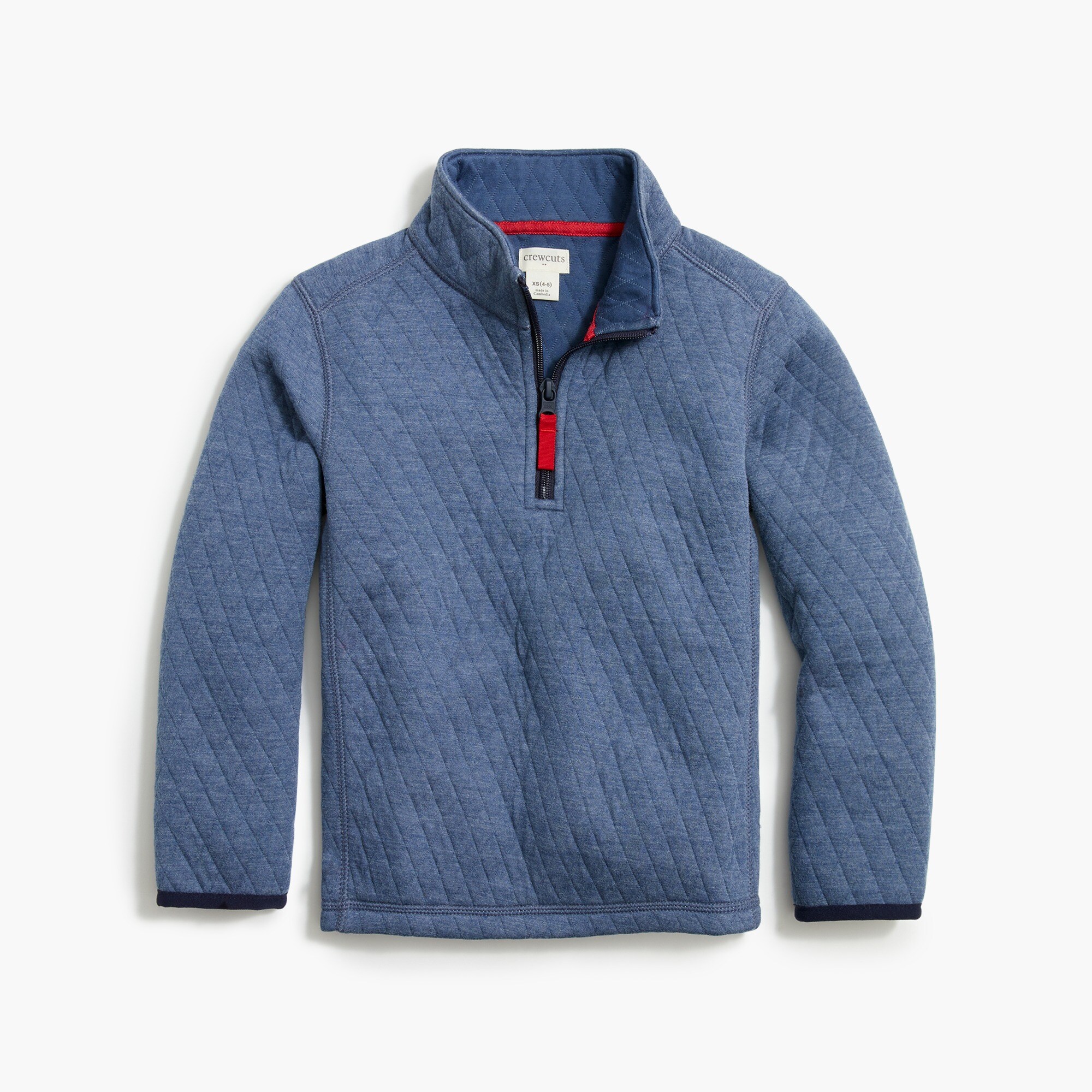 Boys' quilted half-zip pullover