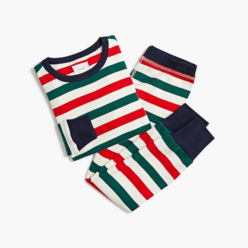 factory: kids&apos; striped pajama set for boys, right side, view zoomed