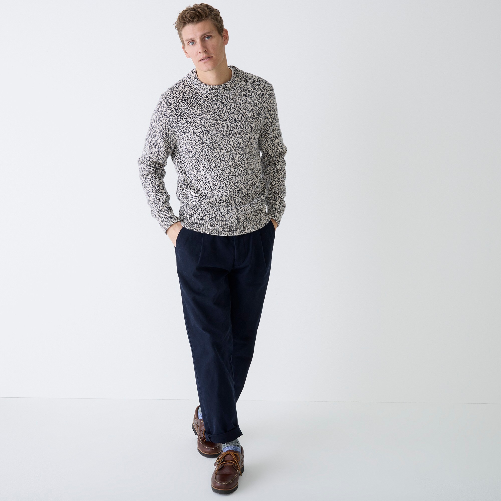 Marled cotton crewneck sweater
