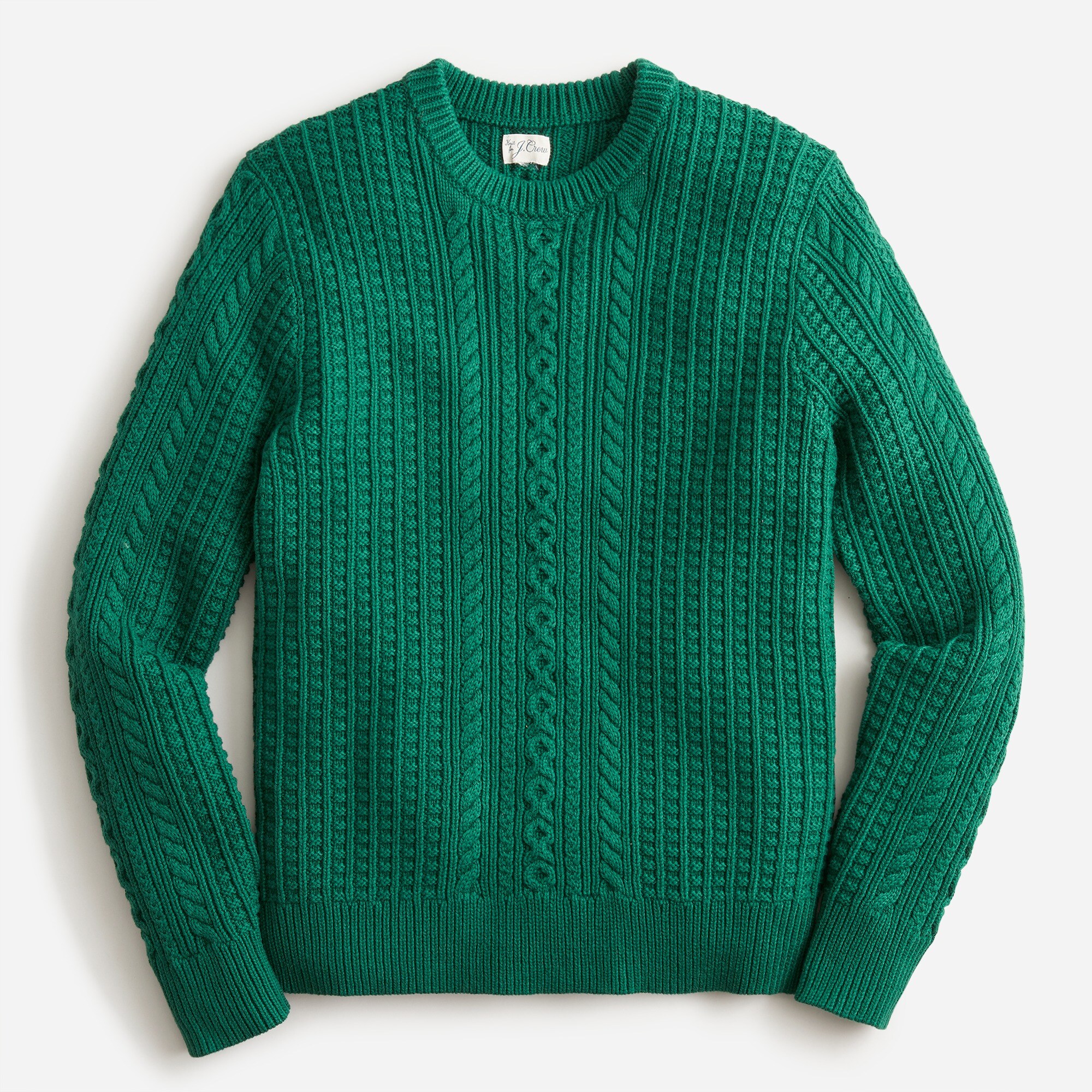 Cotton cable-knit crewneck sweater