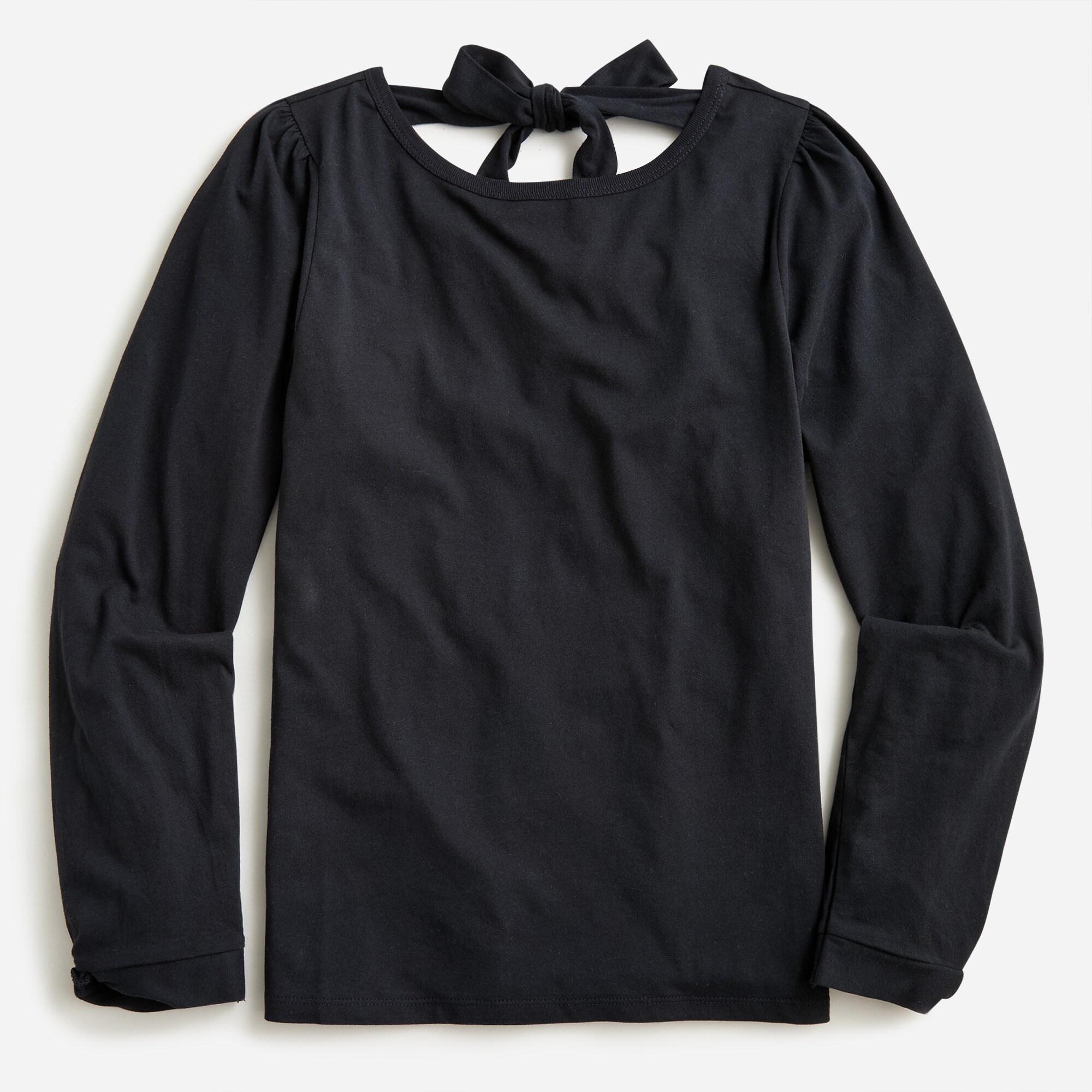 Broken-in jersey long puff-sleeve T-shirt