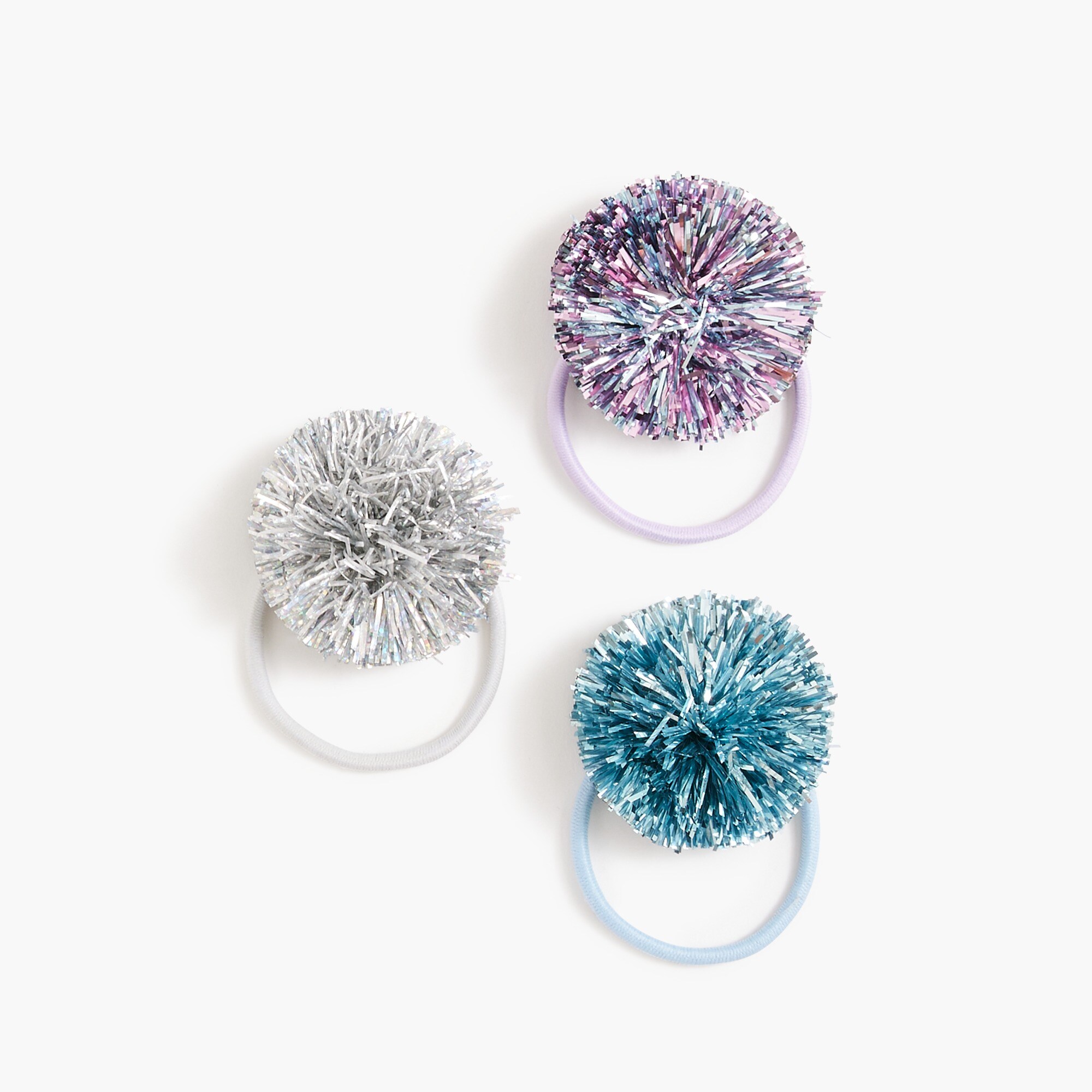 girls Girls' sparkle pom-pom hair ties set-of-two