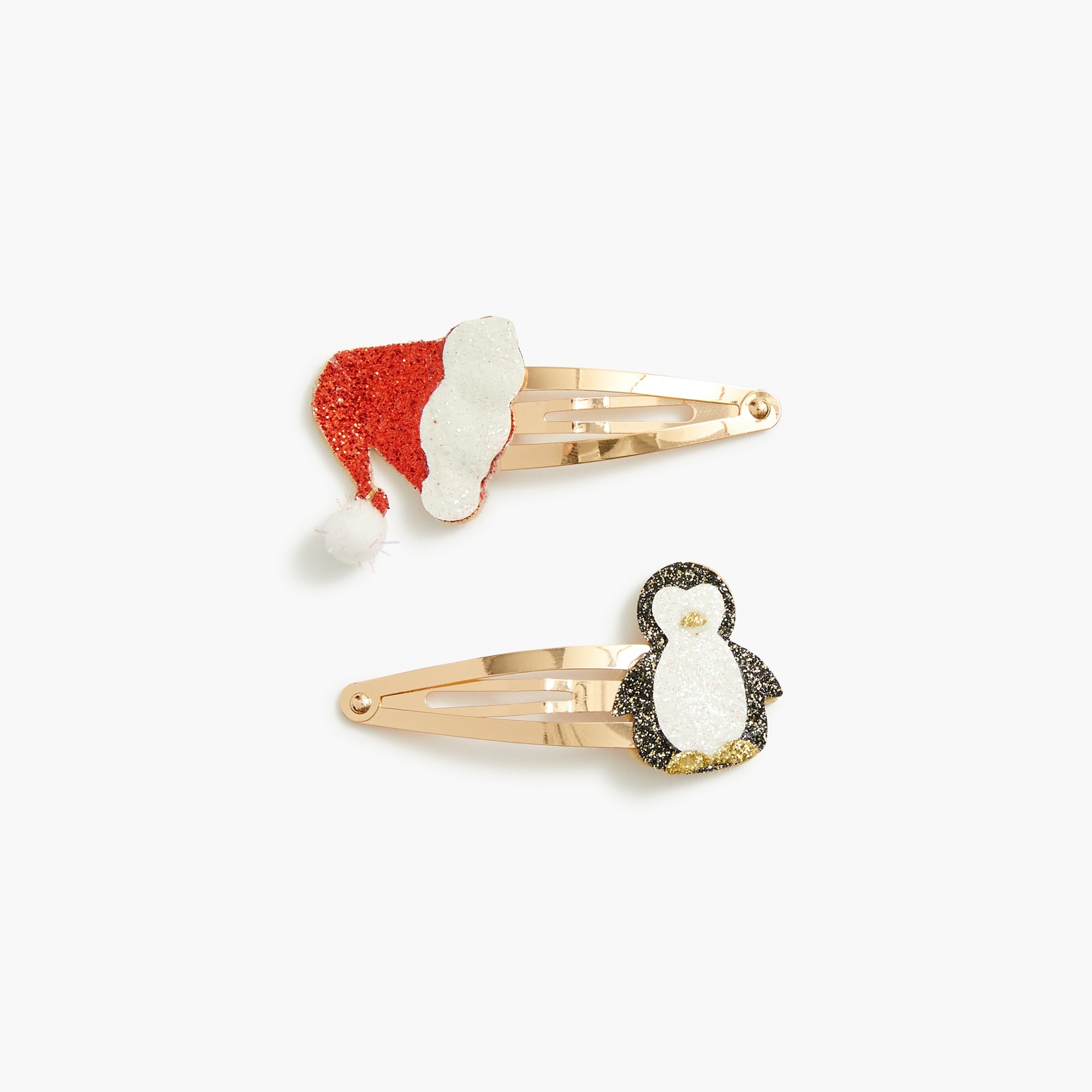 Girls' Santa penguin hair clips