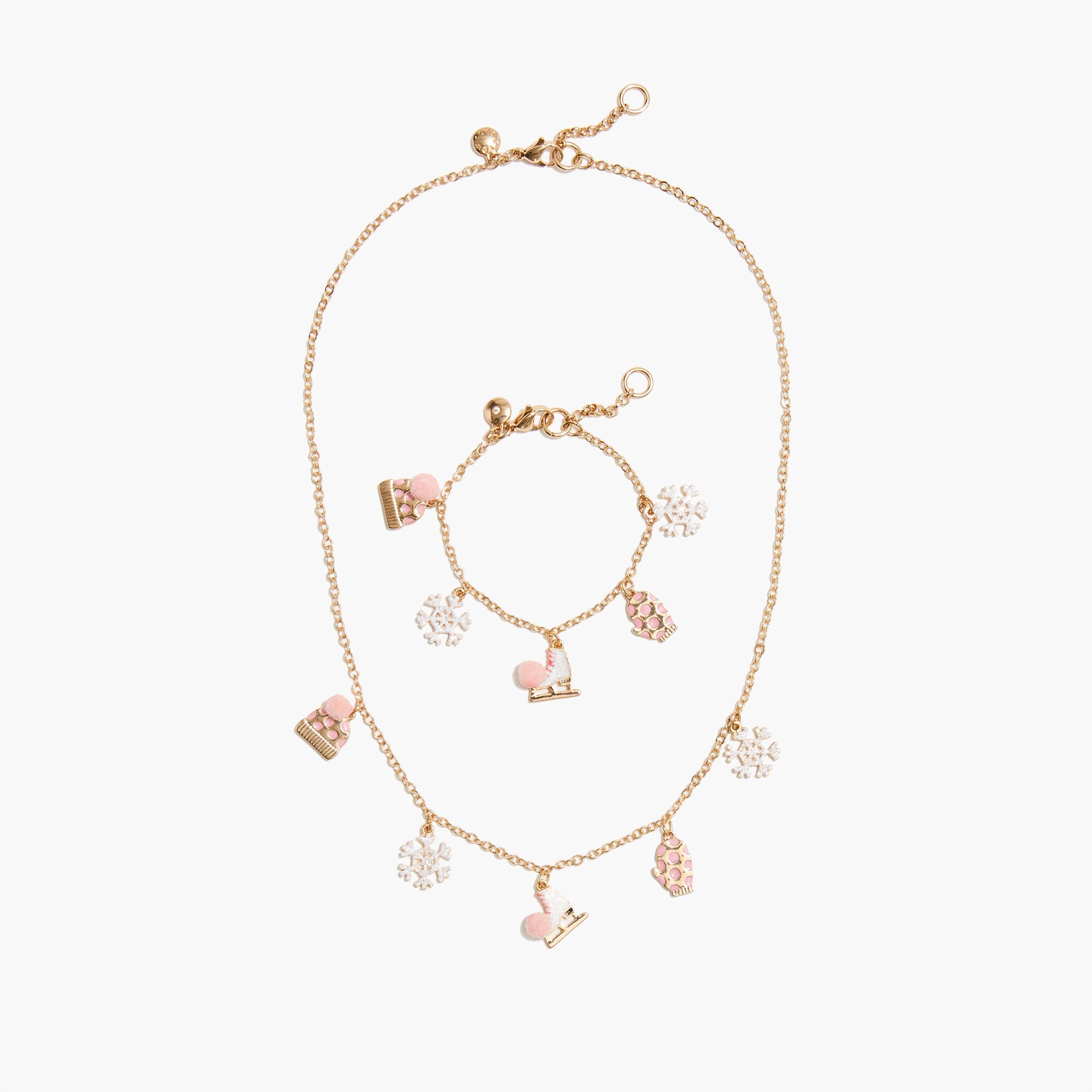 Girls' ice skating necklace and bracelet set