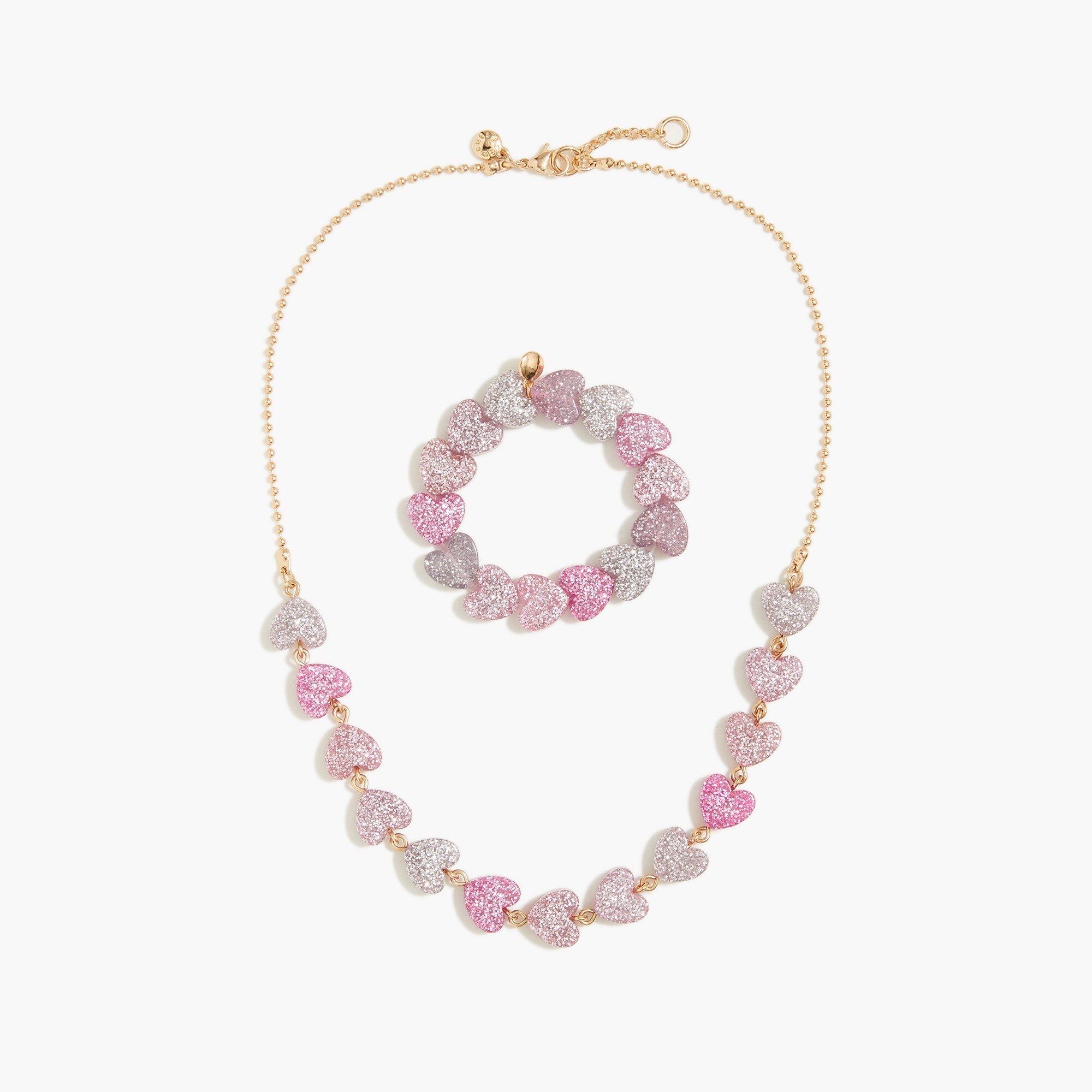 Girls' heart necklace and bracelet set