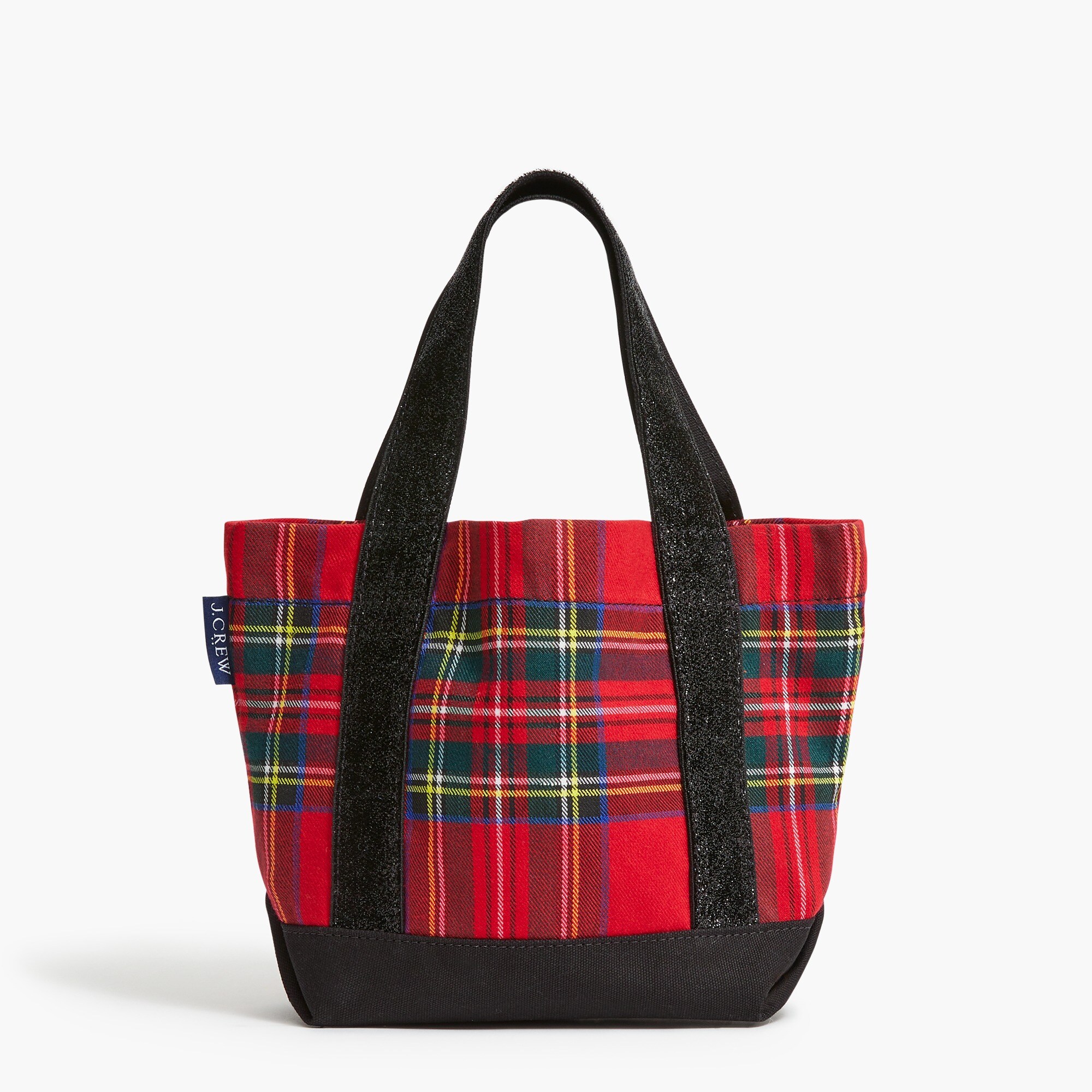 Girls' tartan glitter tote bag
