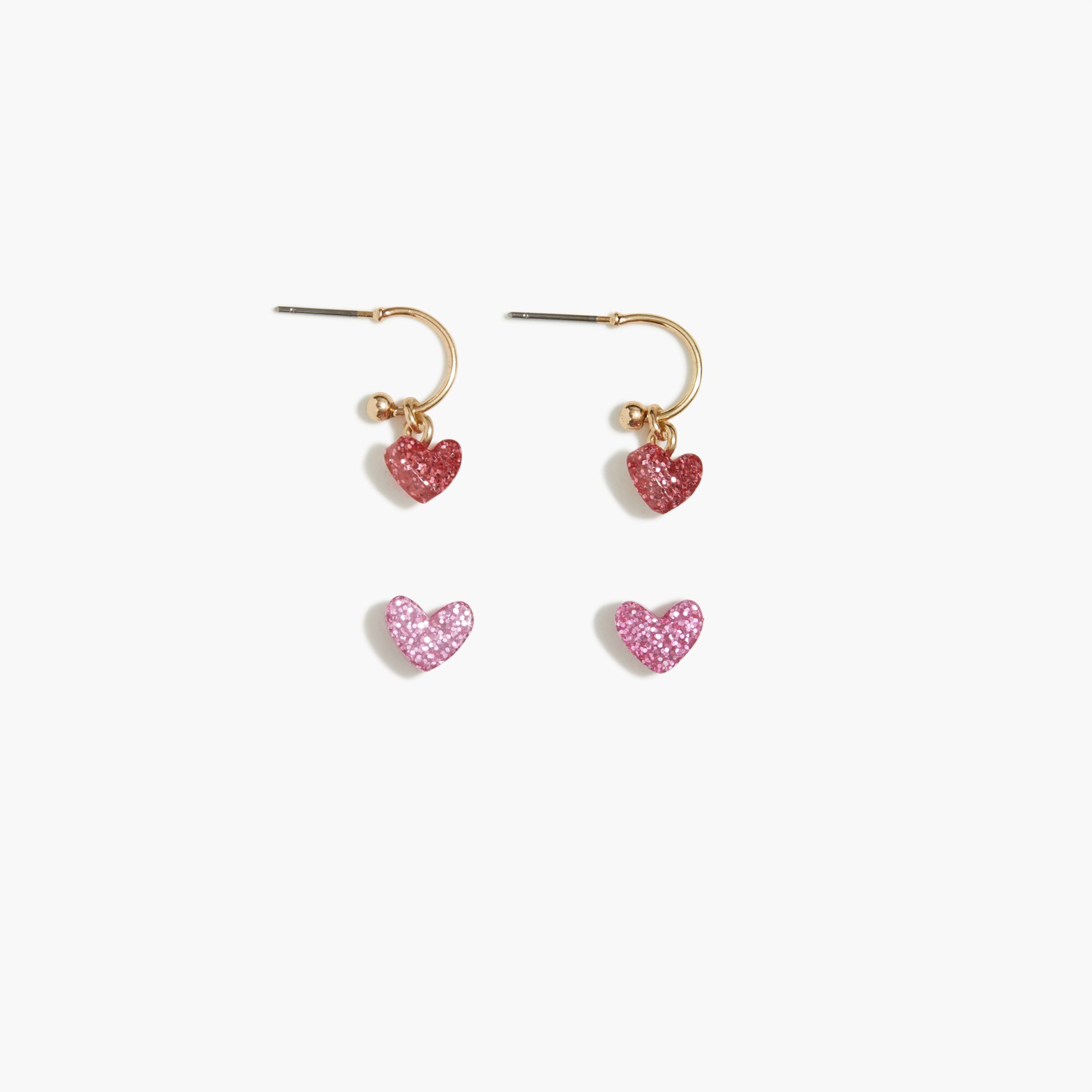 Girls' heart earrings set