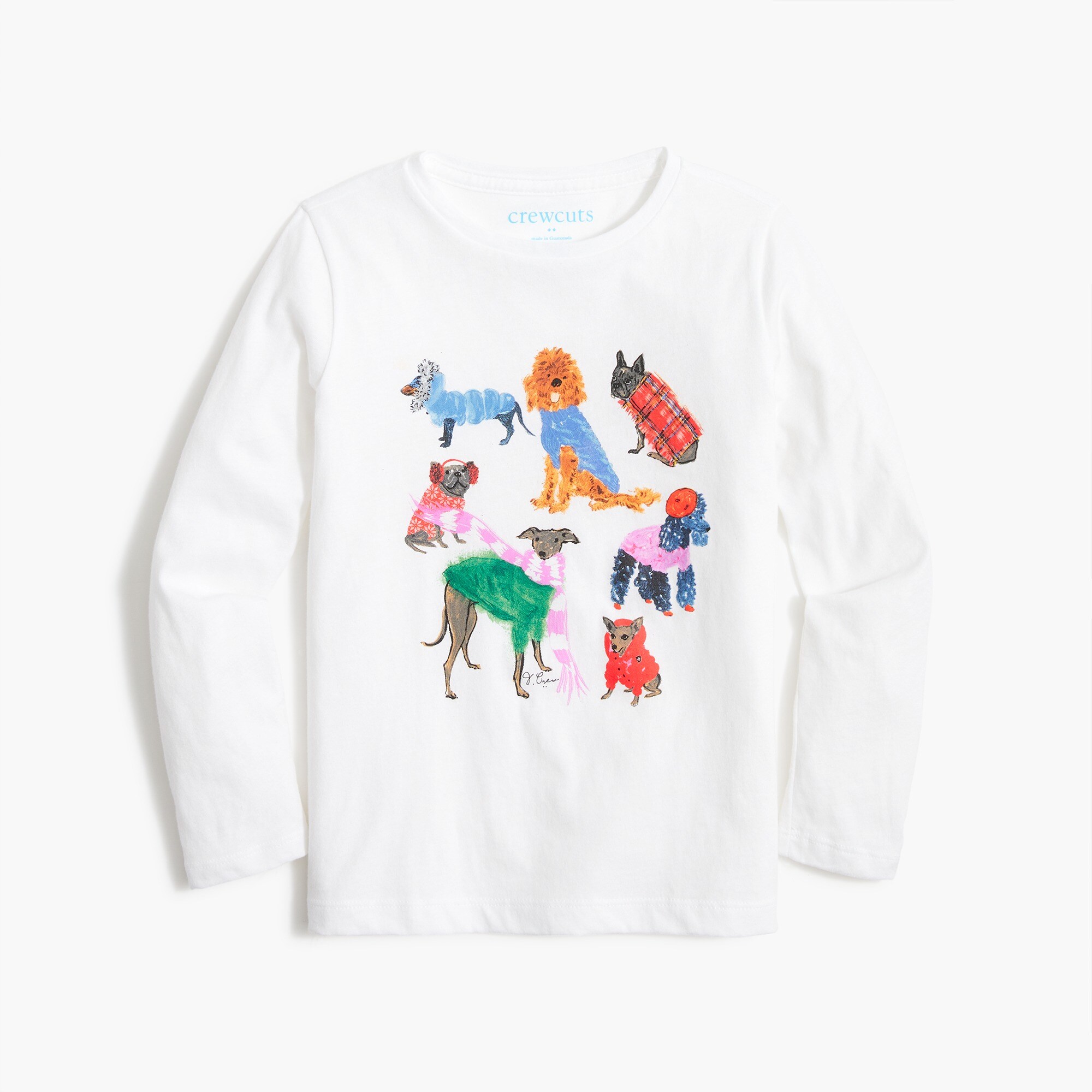 Girls' long-sleeve cozy dog graphic tee