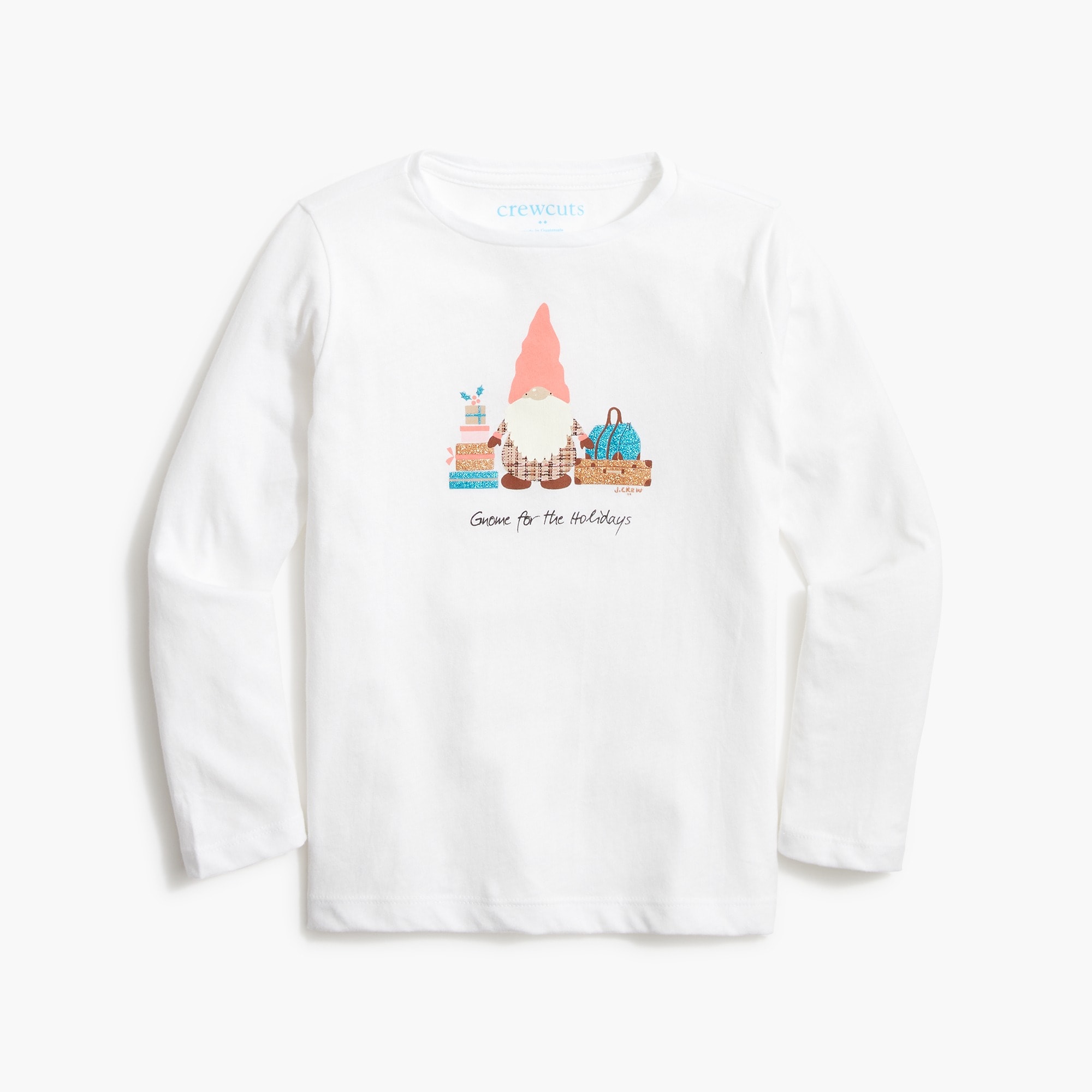 Girls' long-sleeve "gnome for the holidays" graphic tee