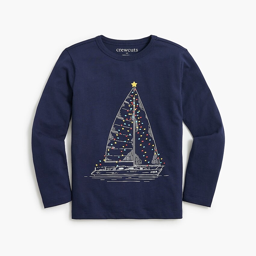 factory: boys&apos; long-sleeve sailboat graphic tee for boys, right side, view zoomed