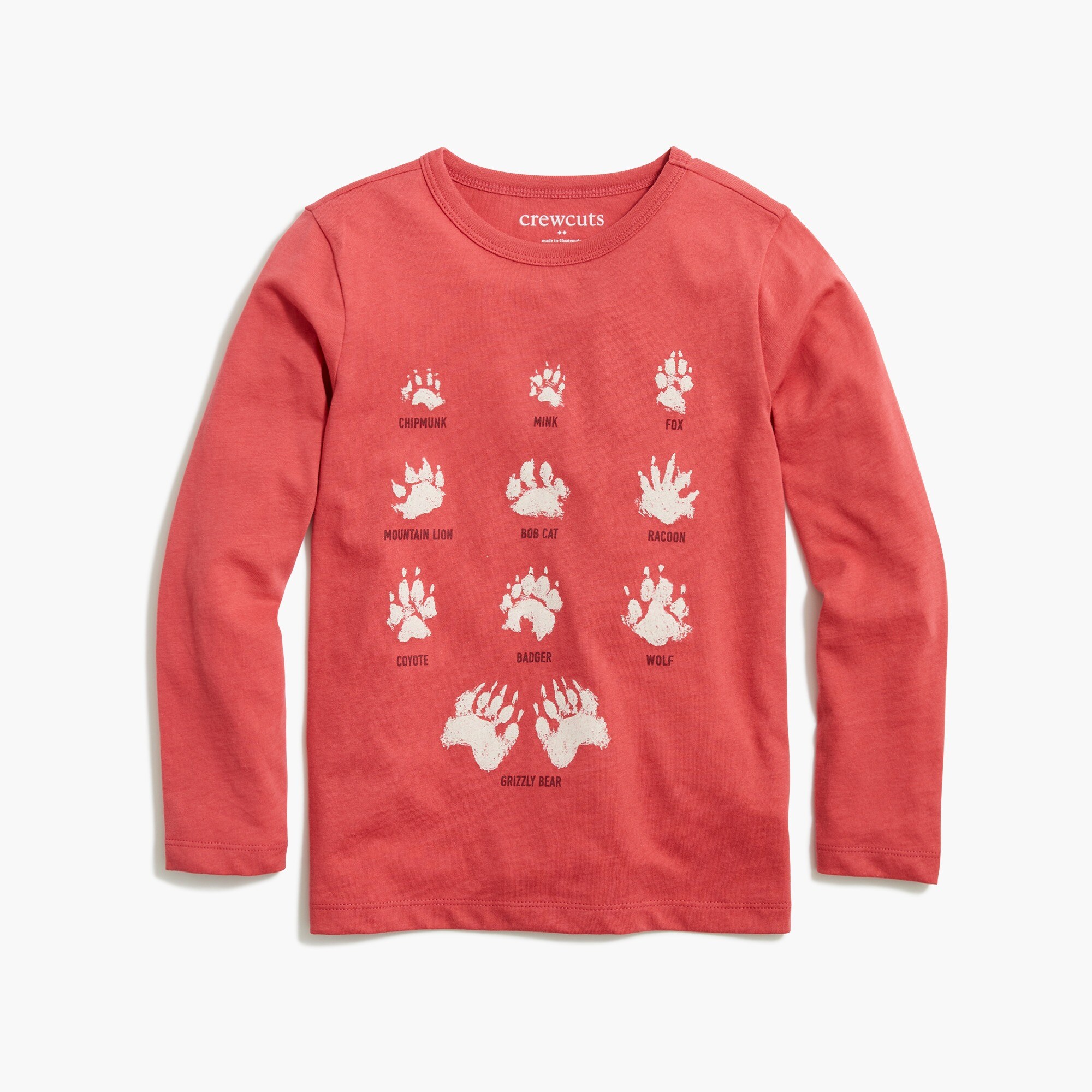 boys' long-sleeve paw print graphic tee for boys