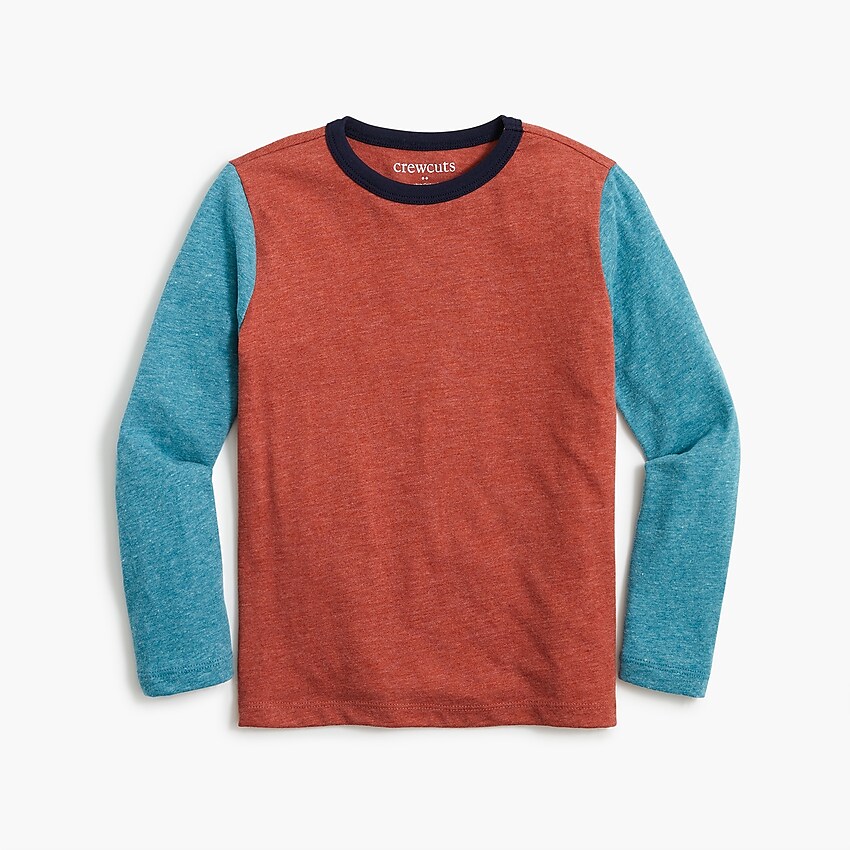 factory: boys&apos; long-sleeve colorblock tee for boys, right side, view zoomed