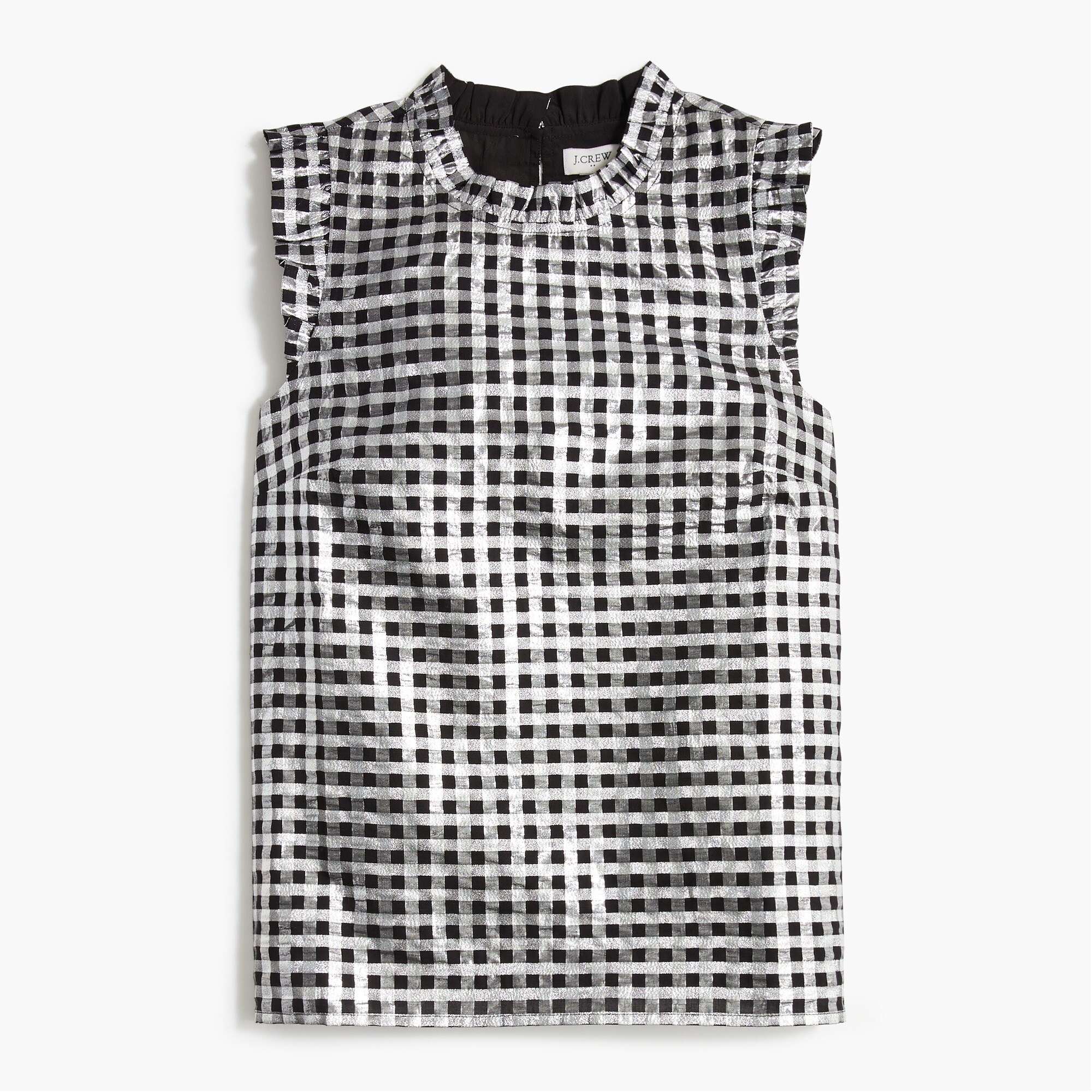 Sleeveless ruffleneck top