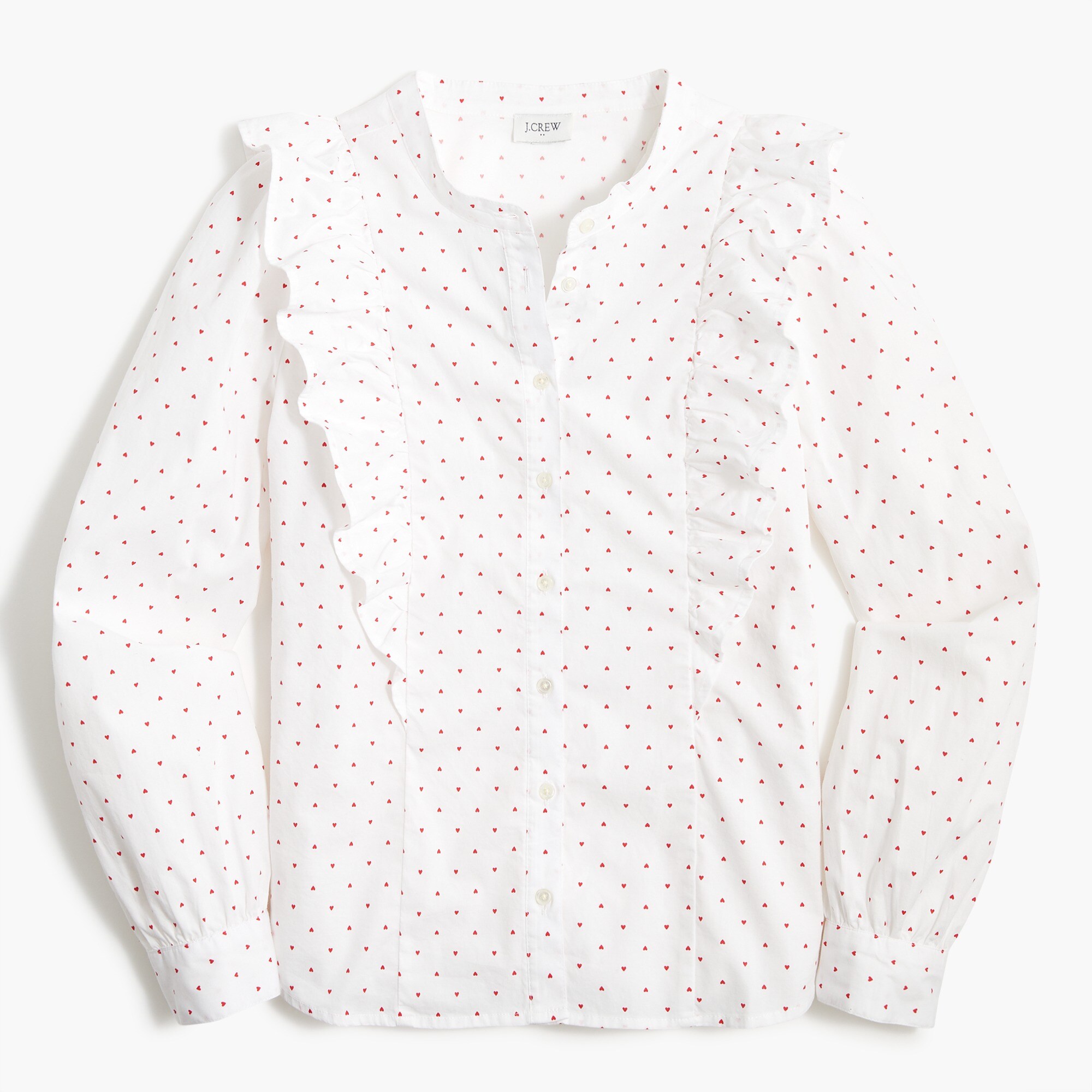 cotton poplin ruffle top for women