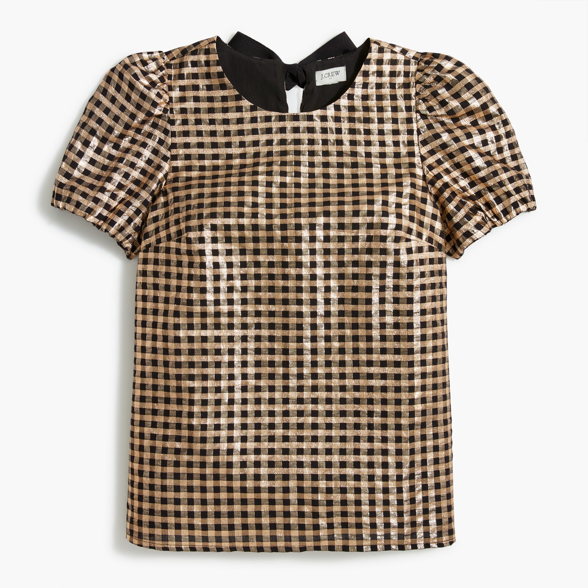 Tunique J.Crew Soie Métallisée Or - Taille 4 - Manches Longues - Neuf Étiqueté