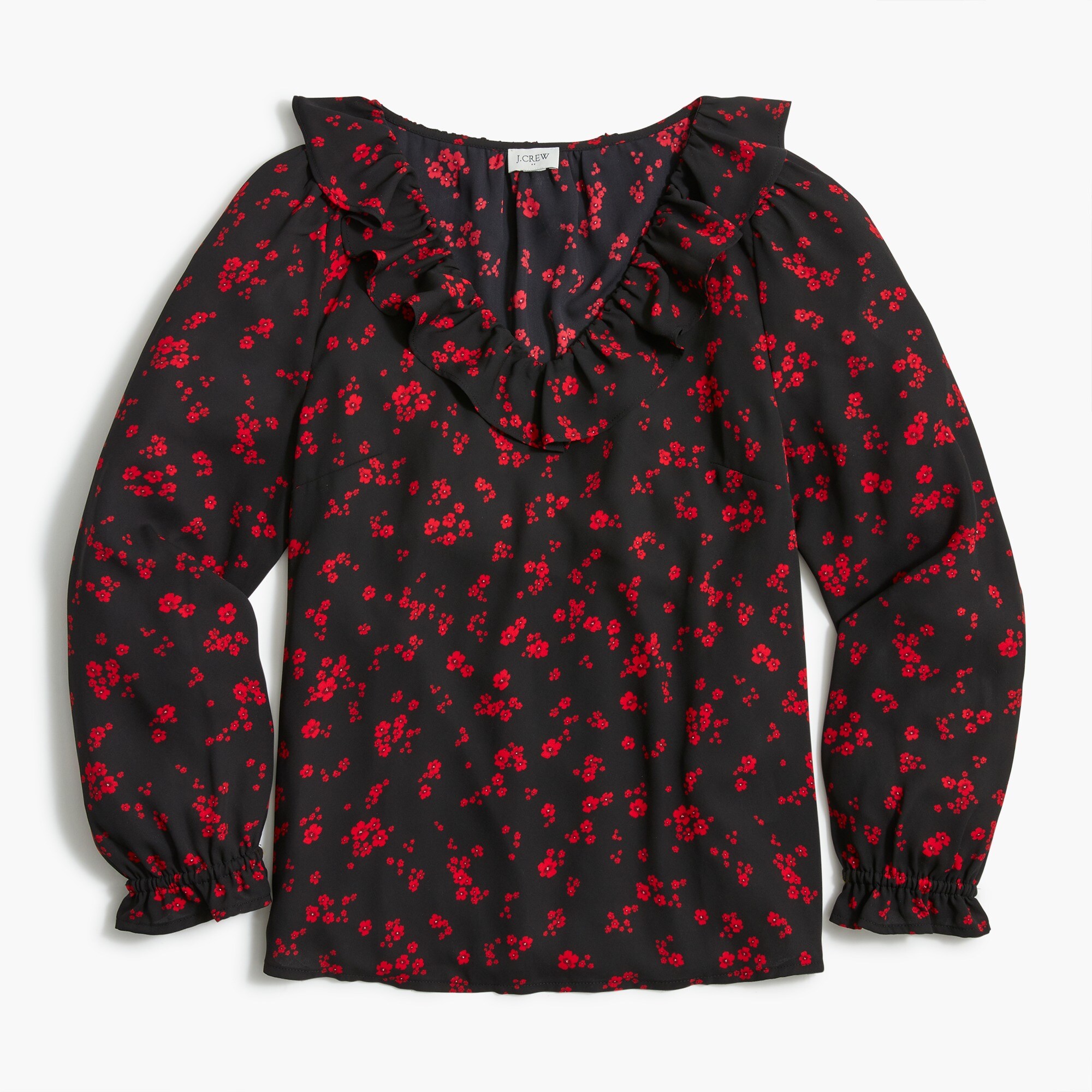 Floral ruffle V-neck top