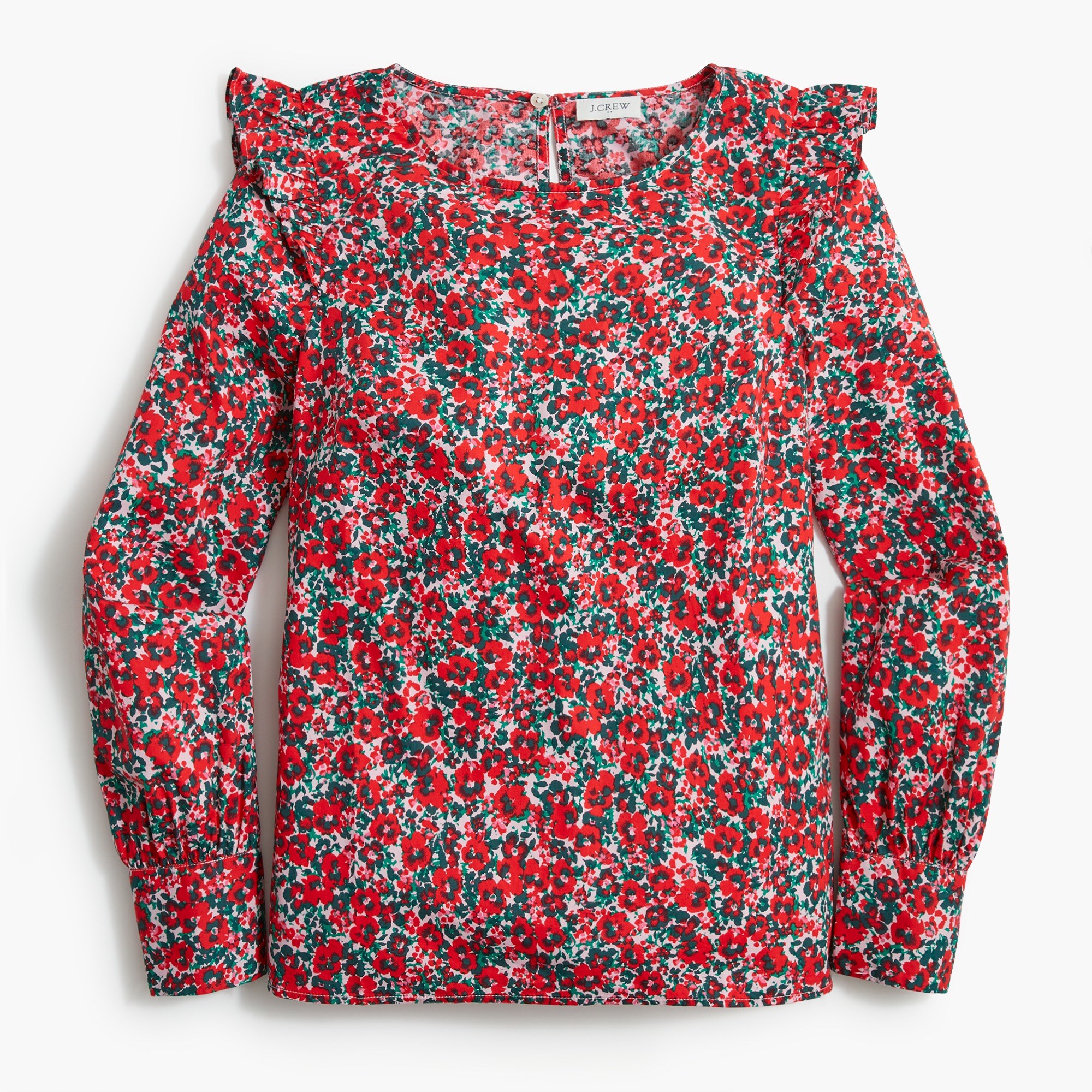 Cotton poplin ruffle top