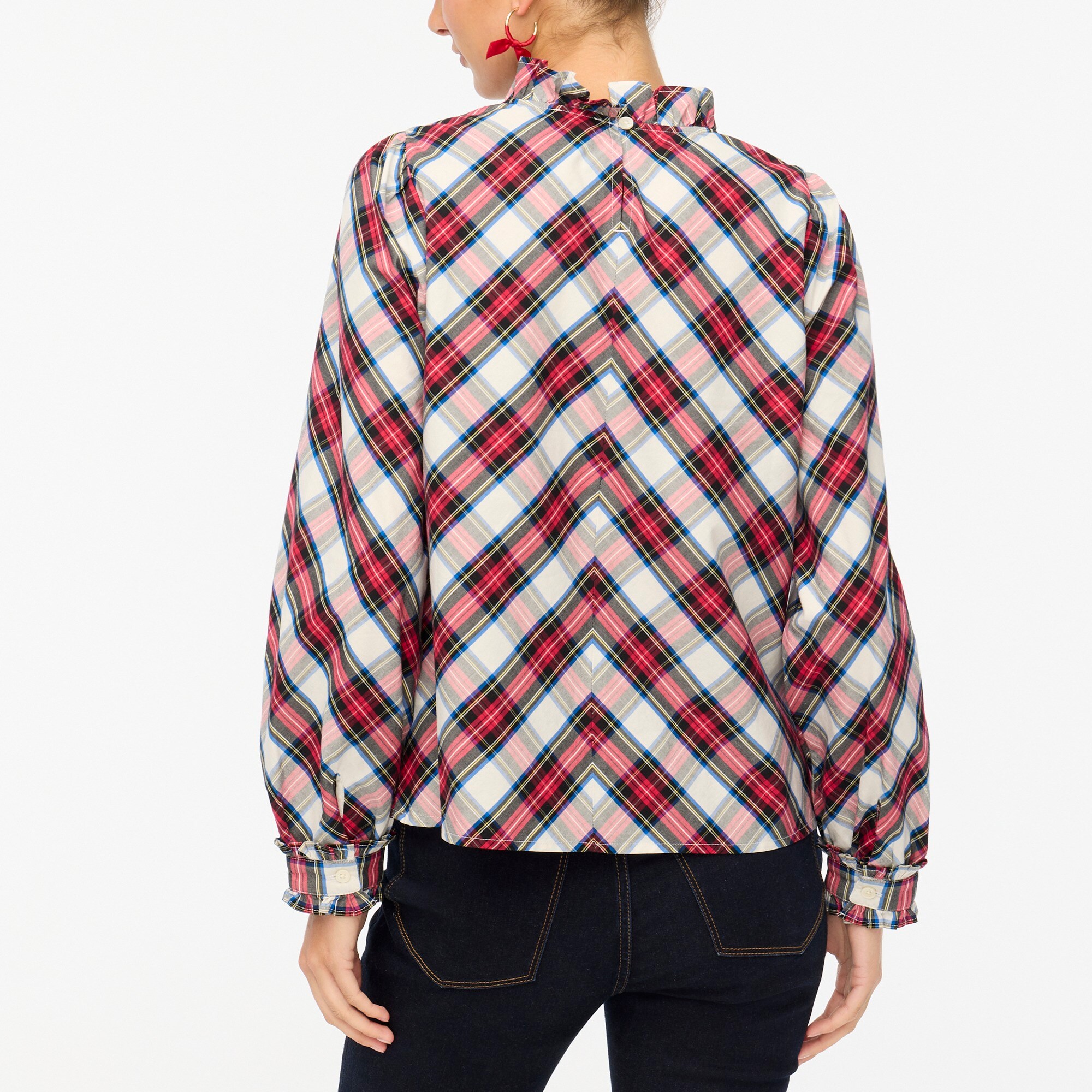 Cotton poplin ruffleneck top