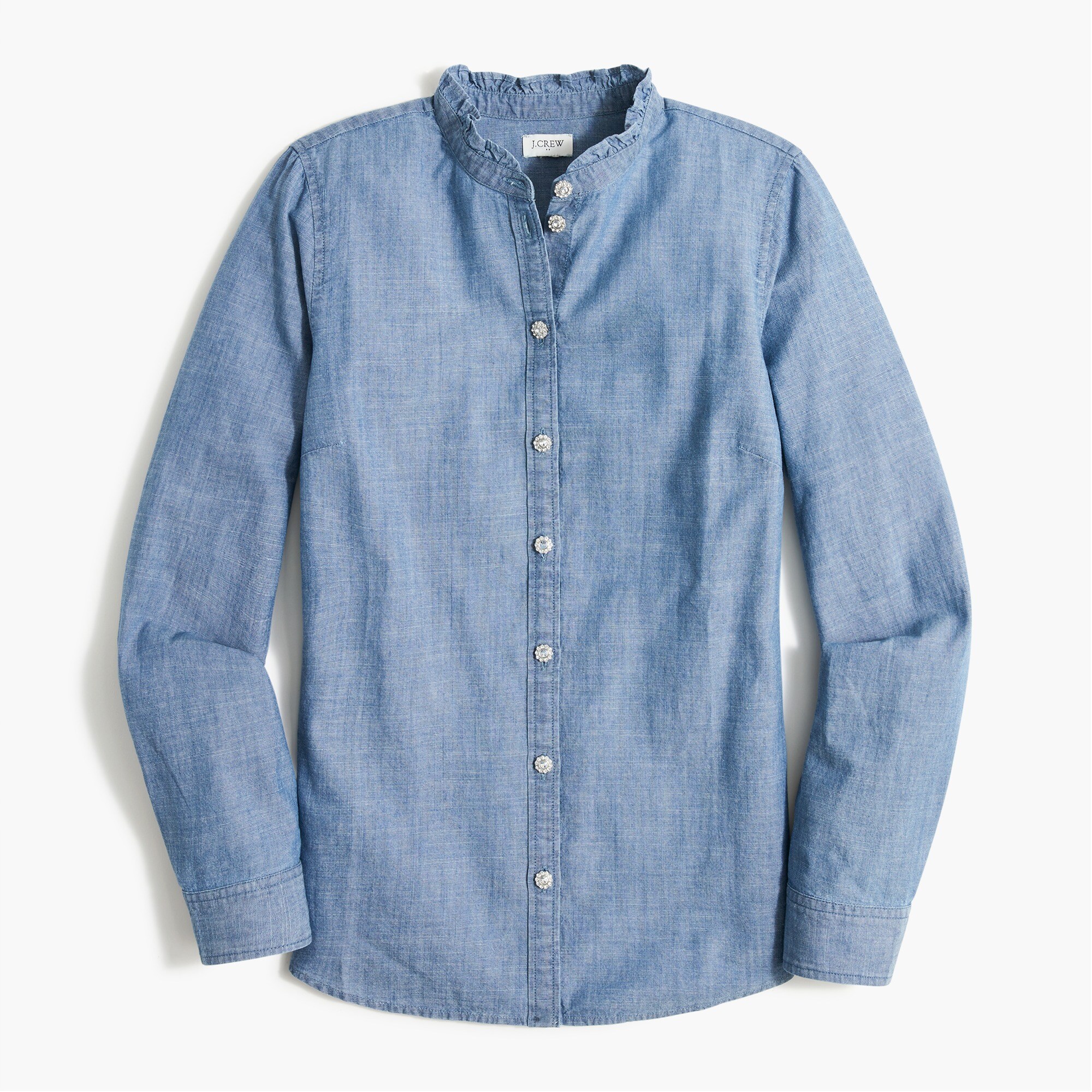 Chambray shirt with jeweled buttons