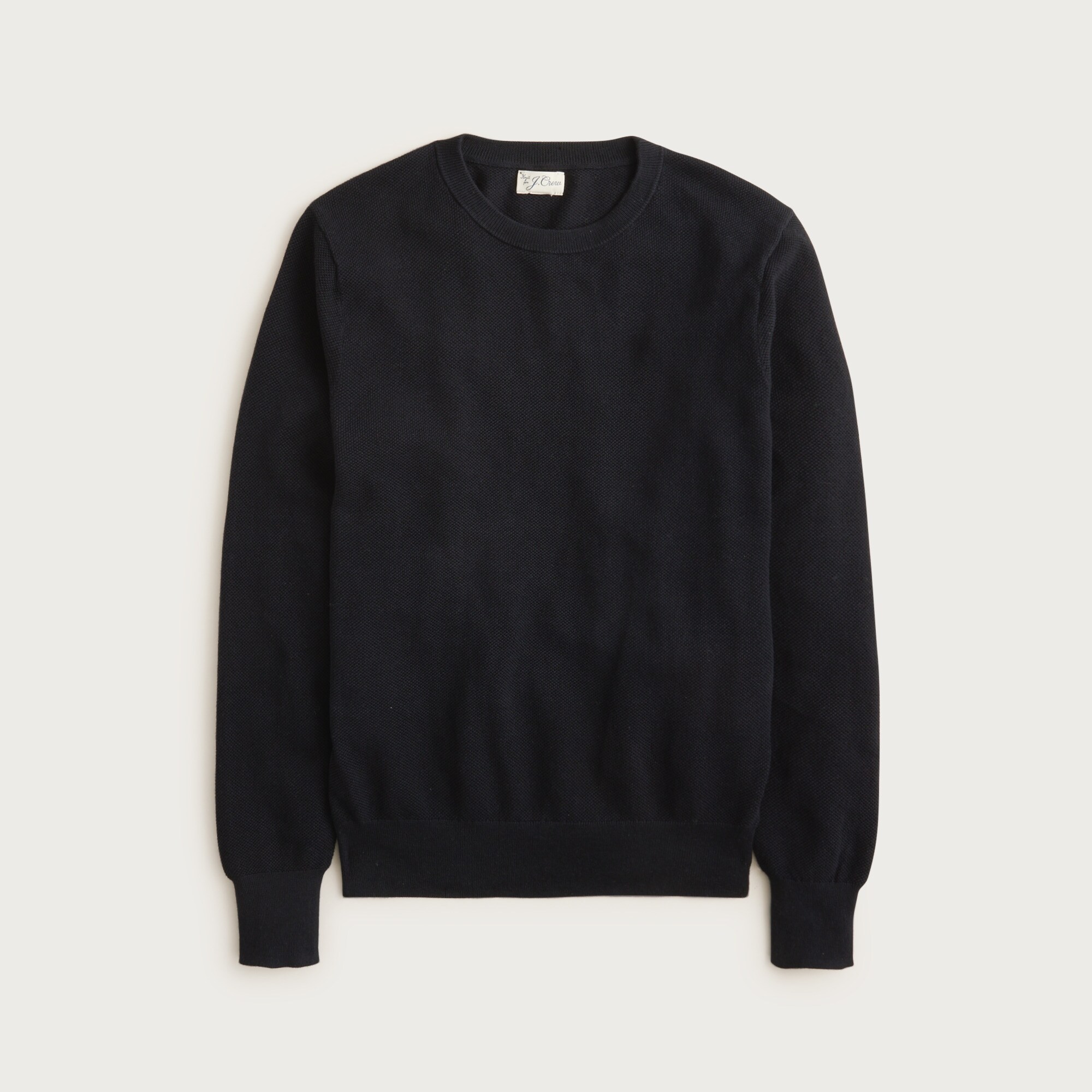 Cotton piqué-stitch crewneck sweater