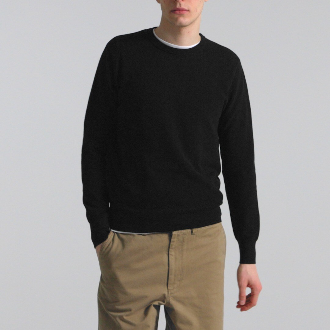 Cotton piqu&eacute;-stitch crewneck sweater