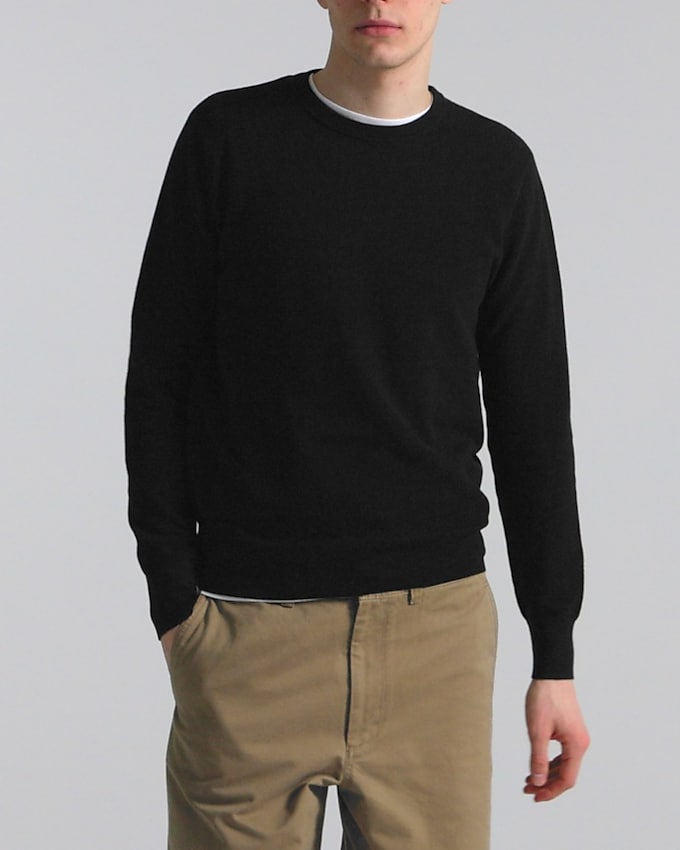 Cotton piqu&eacute;-stitch crewneck sweater