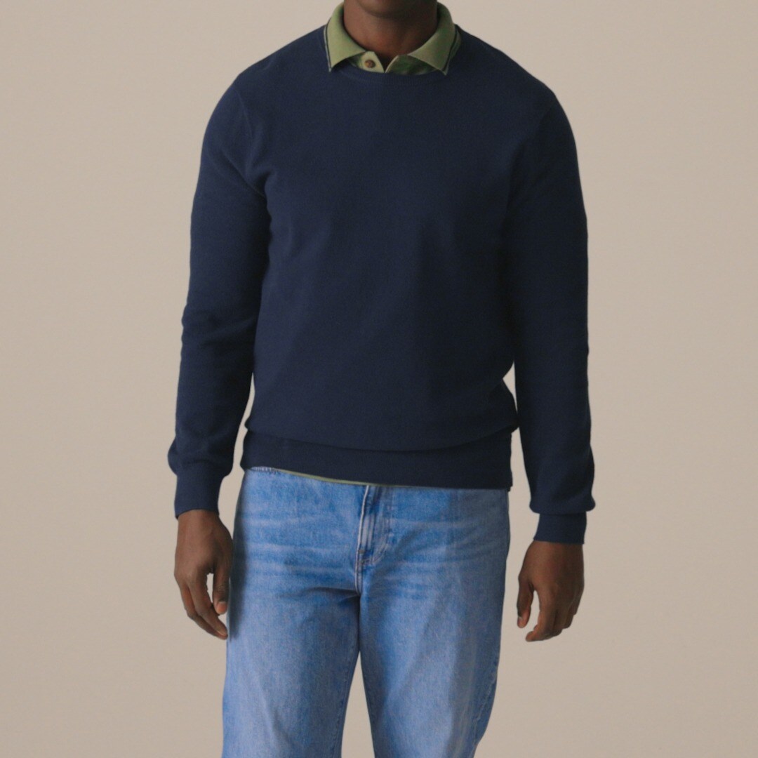 Cotton piqué-stitch crewneck sweater