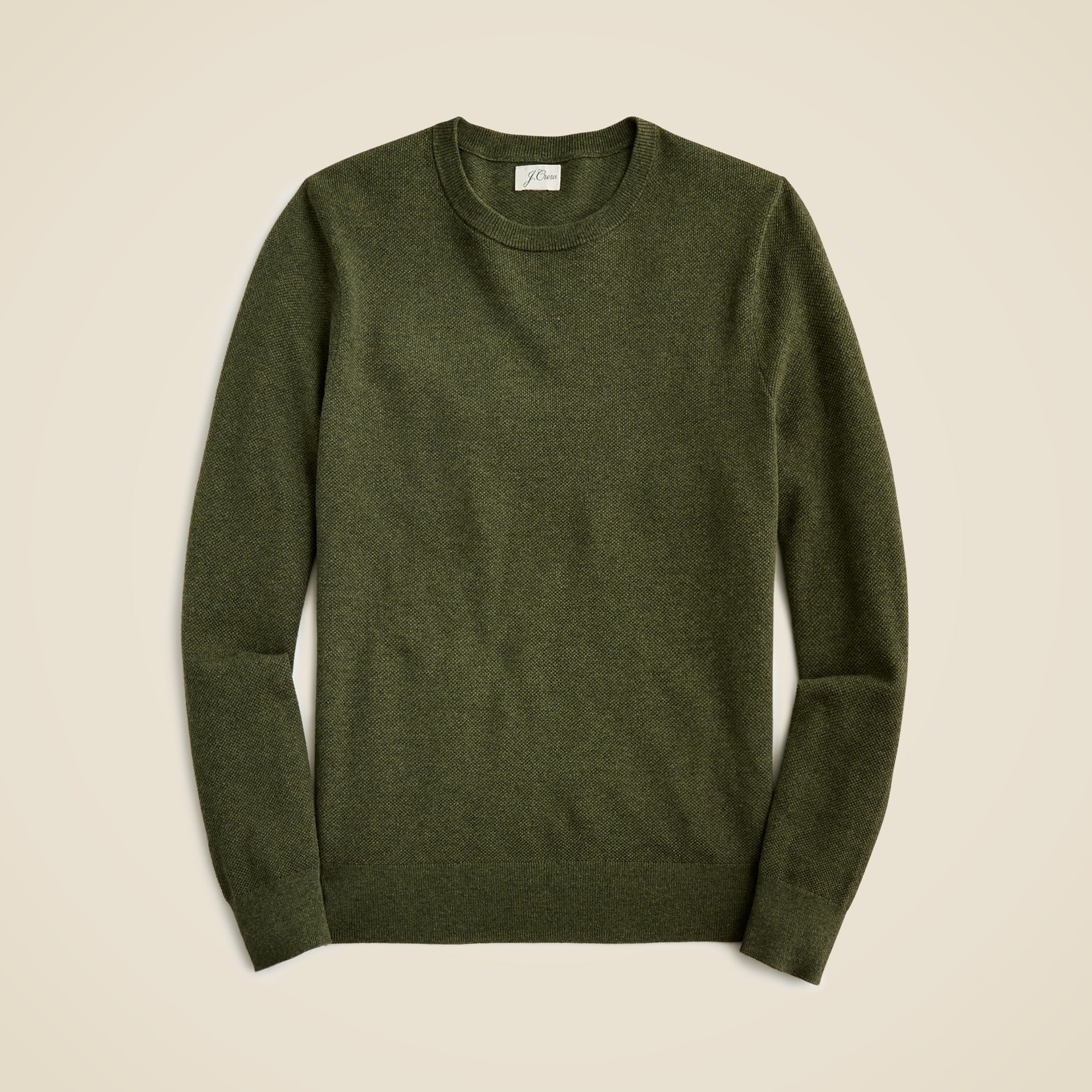 Cotton piqué-stitch crewneck sweater