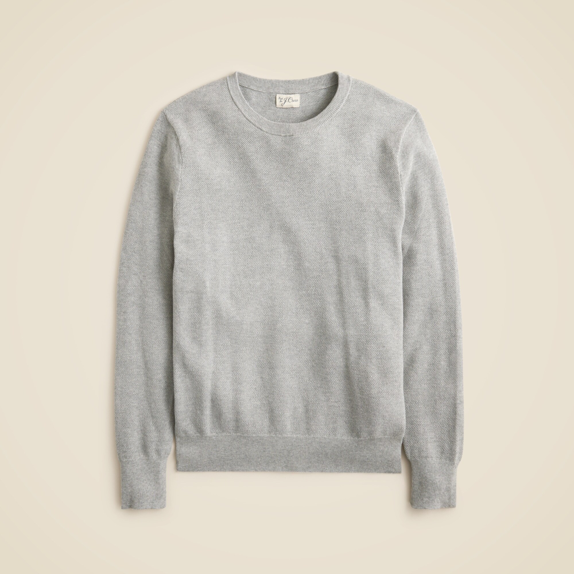 Cotton piqué-stitch crewneck sweater