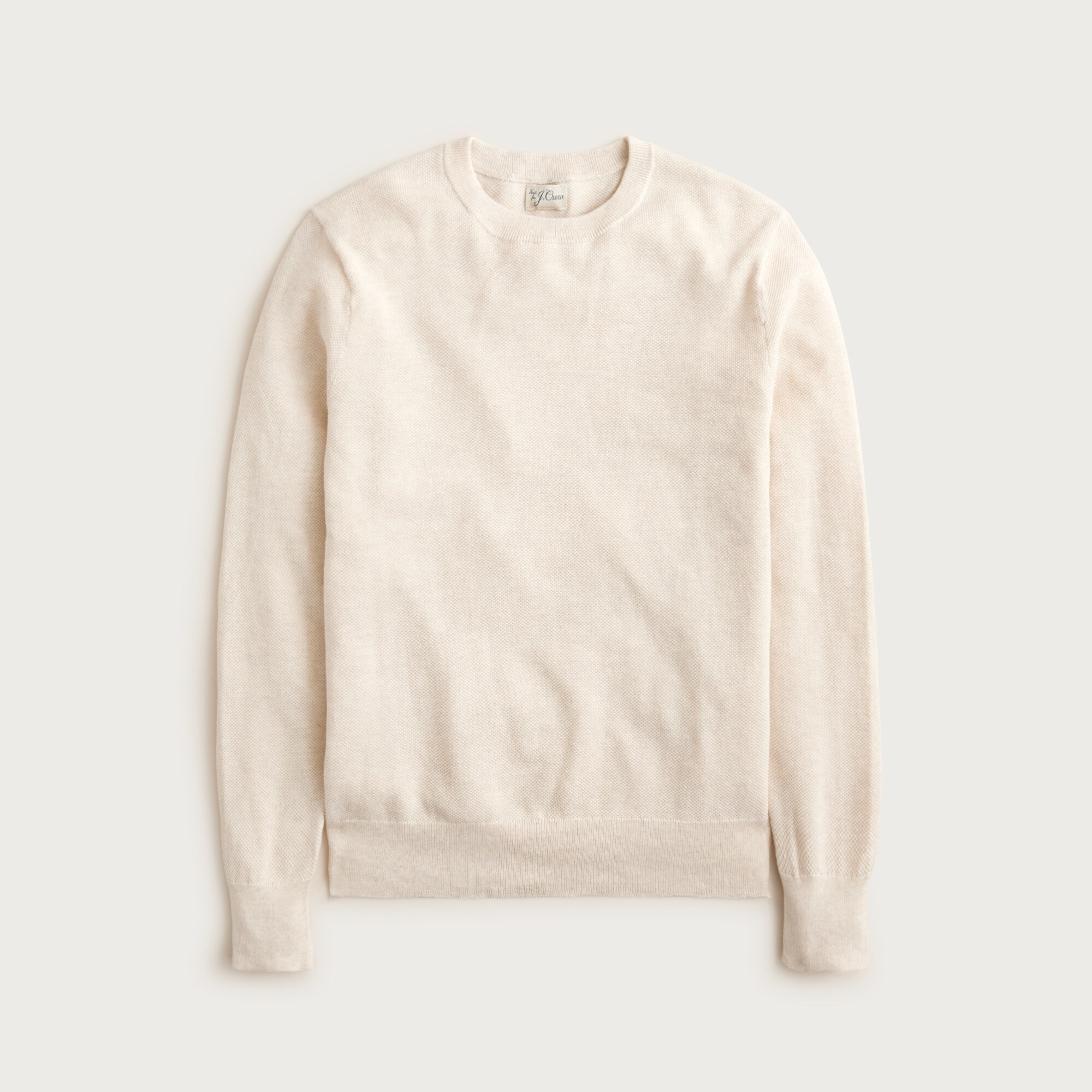 Cotton piqué-stitch crewneck sweater