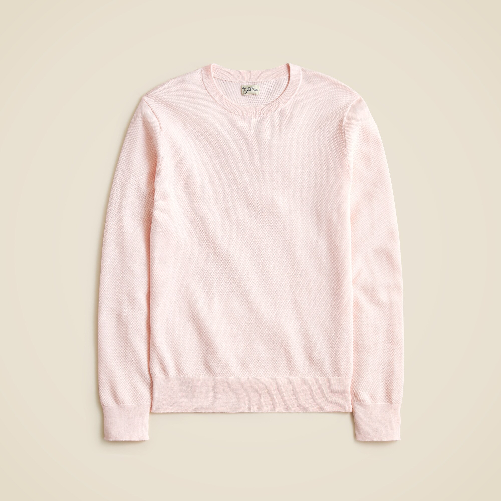Cotton piqué-stitch crewneck sweater