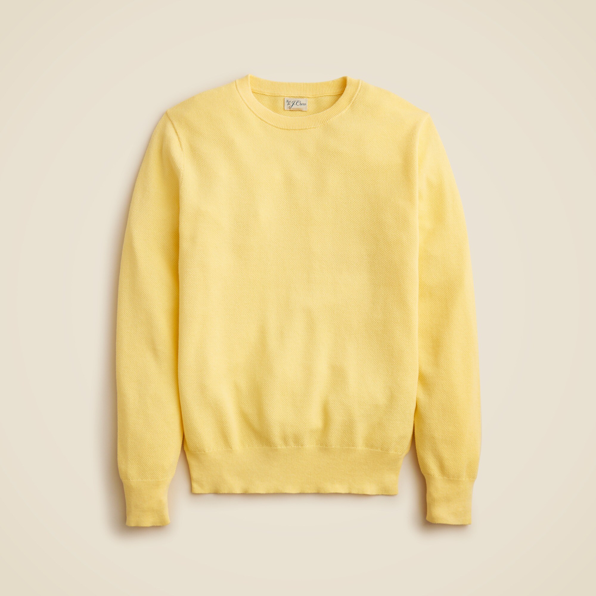 Cotton piqué-stitch crewneck sweater