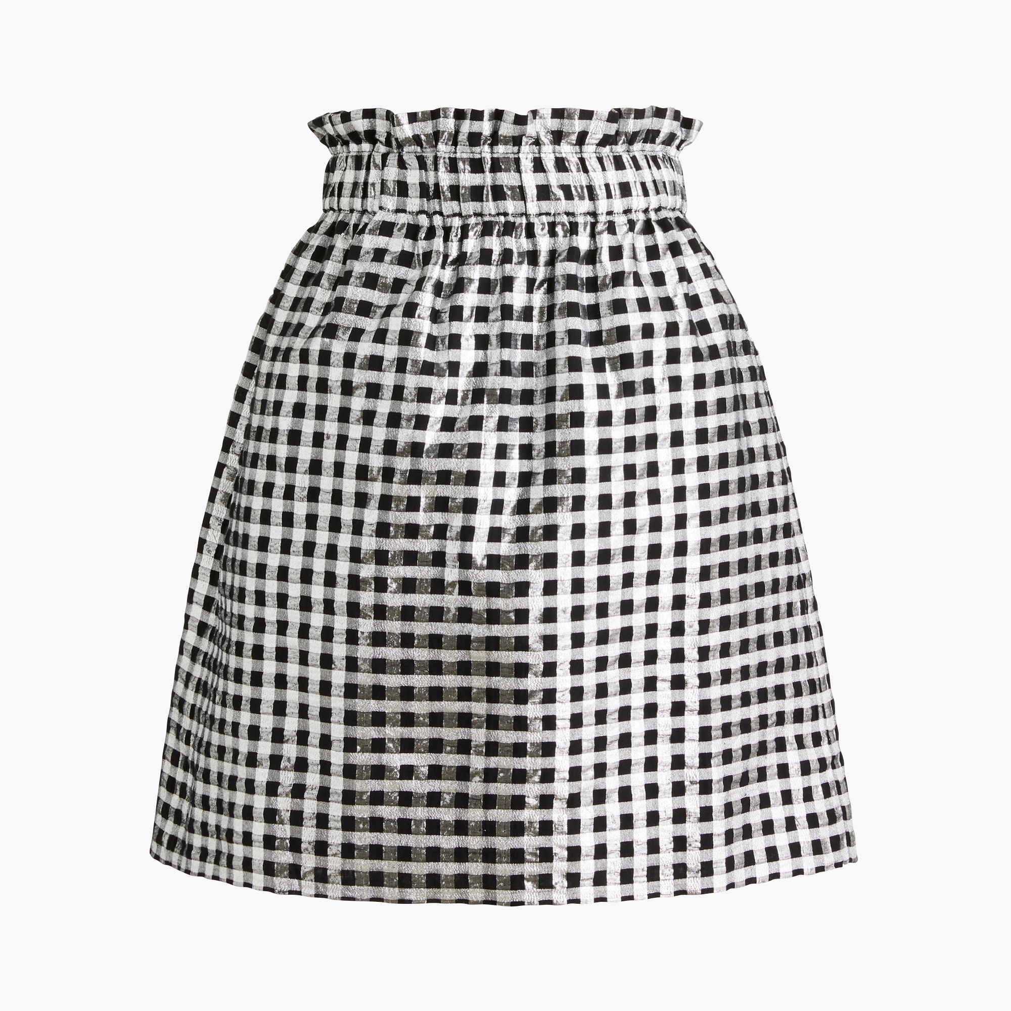 Metallic gingham pull-on mini skirt