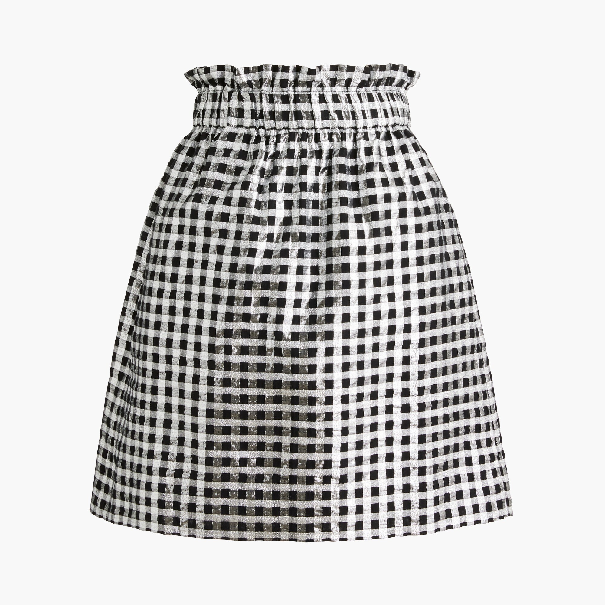 metallic gingham pull-on mini skirt for women