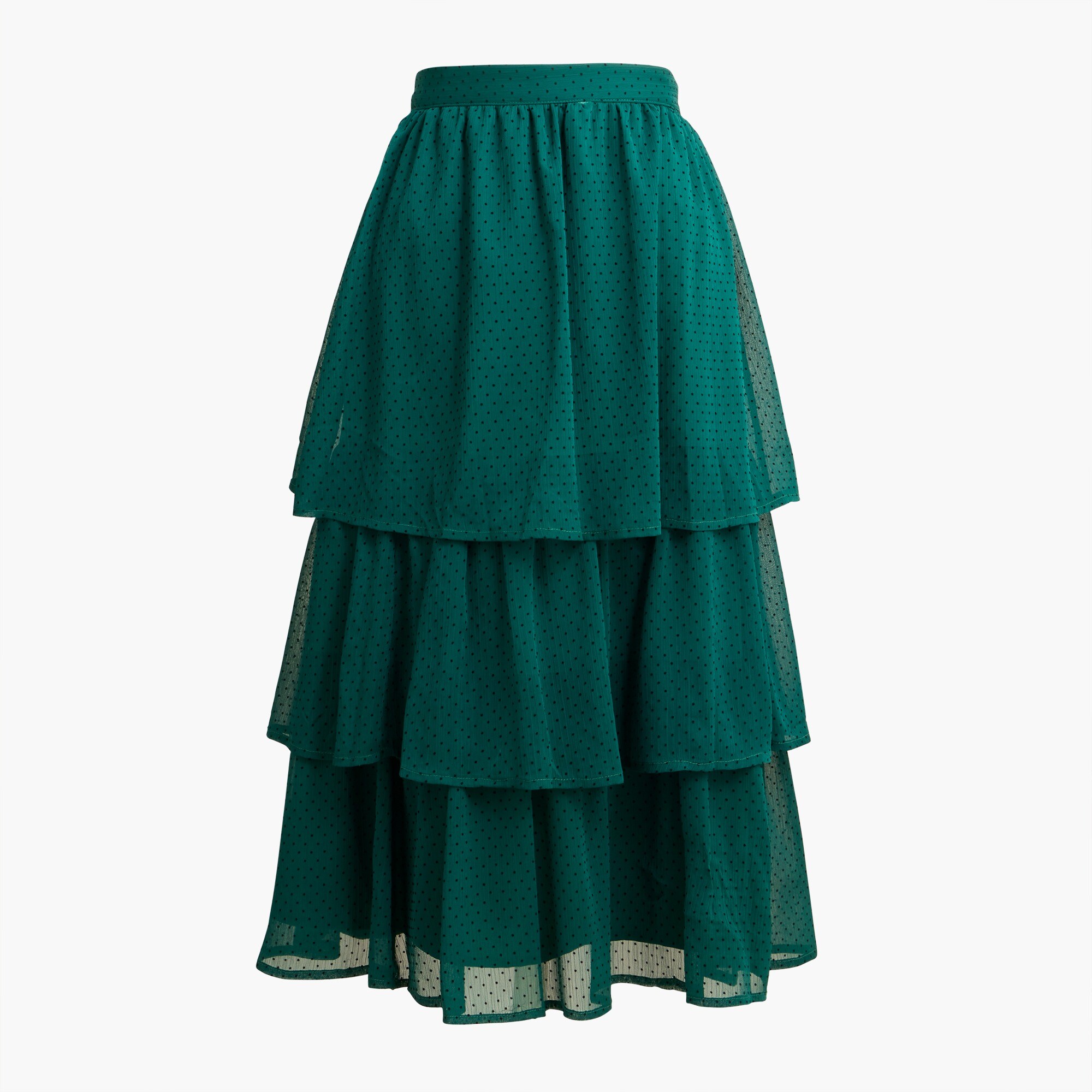 Ruffle tiered midi skirt