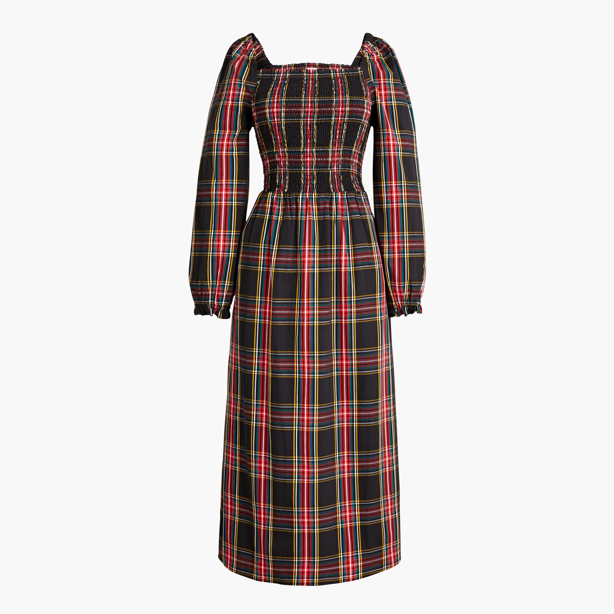 Cotton-blend poplin smocked midi dress