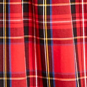 Tartan puff-sleeve cotton-blend poplin dress RED BLACK MULTI factory: tartan puff-sleeve cotton-blend poplin dress for women