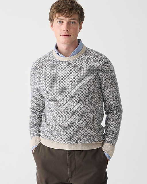 mens Cashmere jacquard crewneck sweater