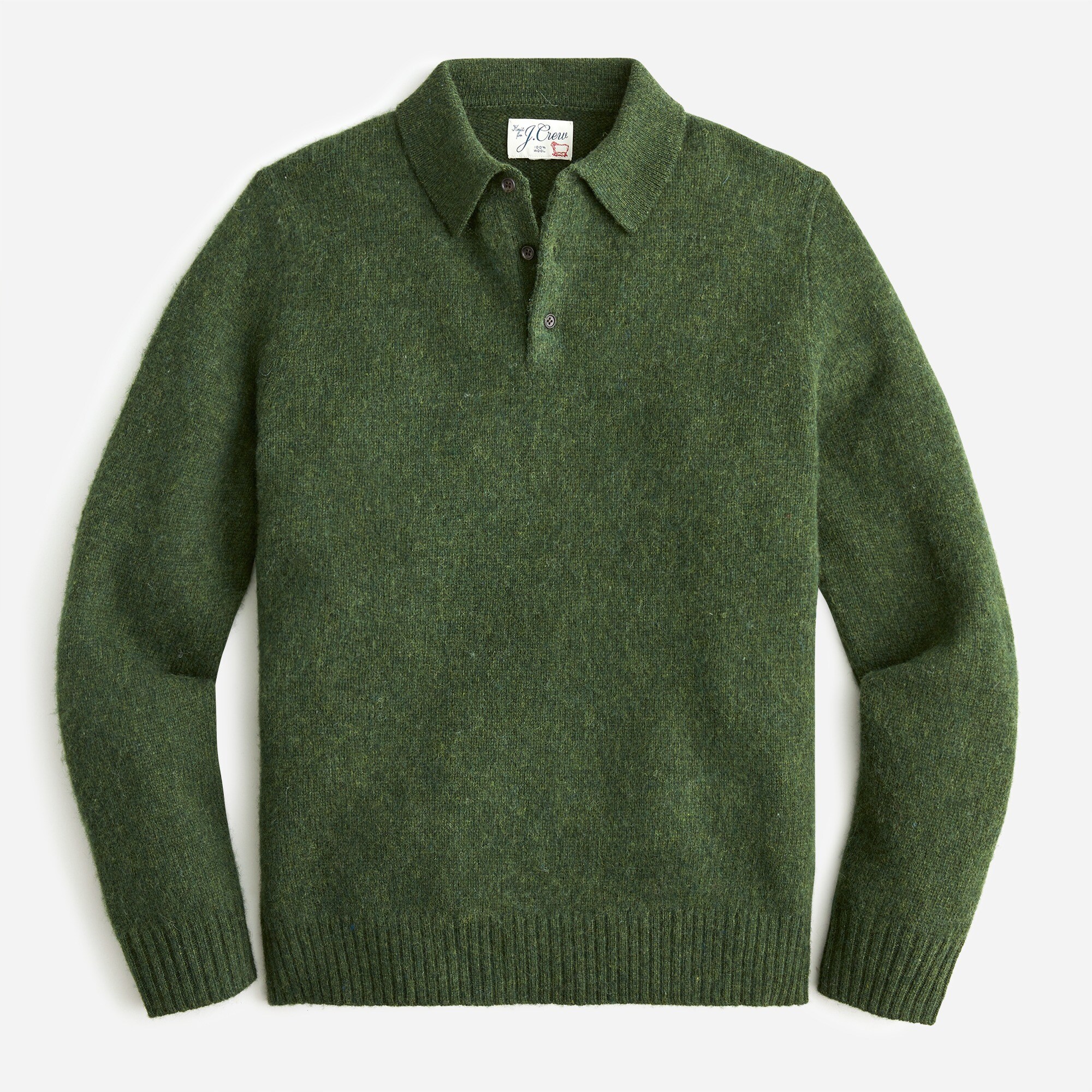 Brushed wool polo sweater