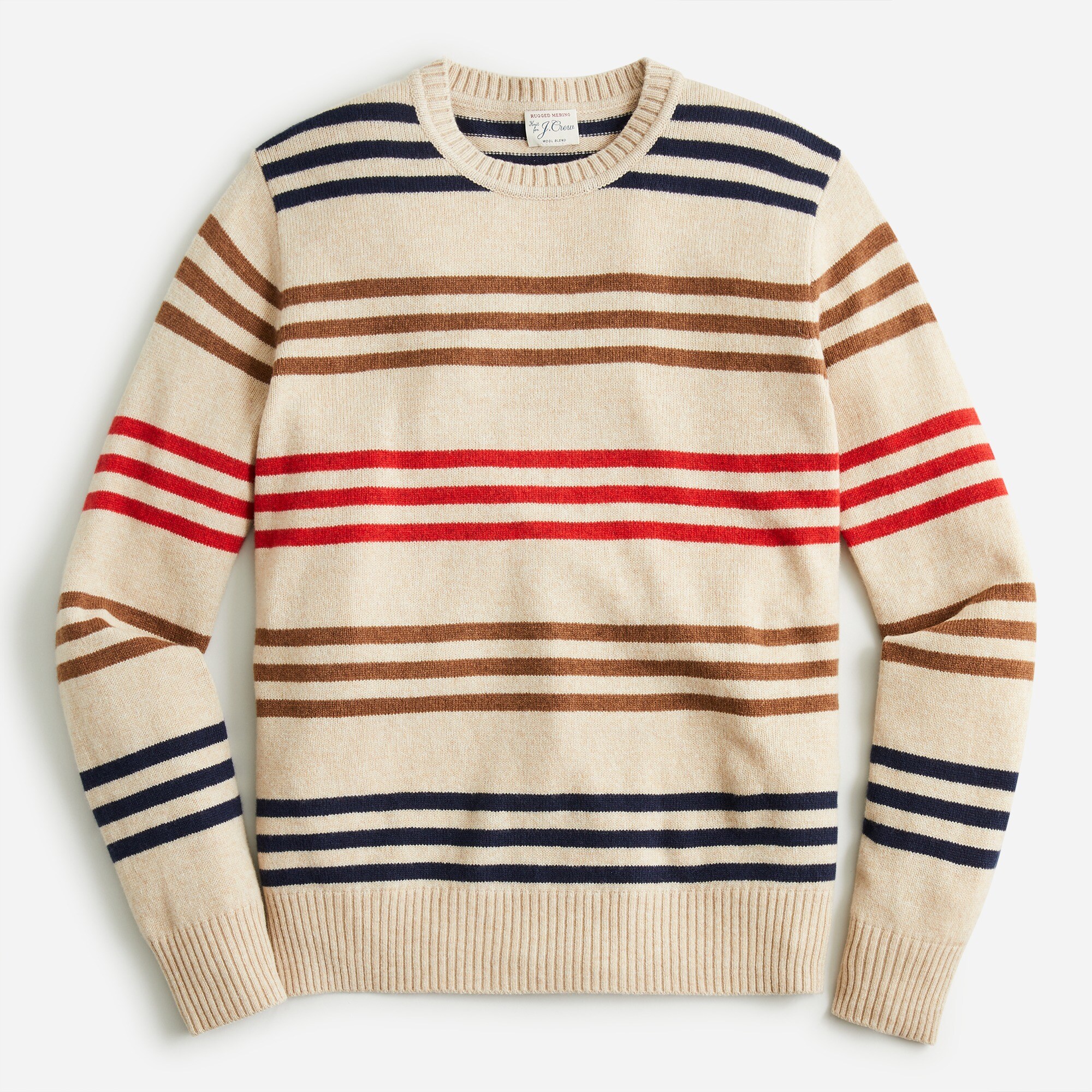 J.Crew: Rugged Merino Wool-blend Sweater In Stripe For Men