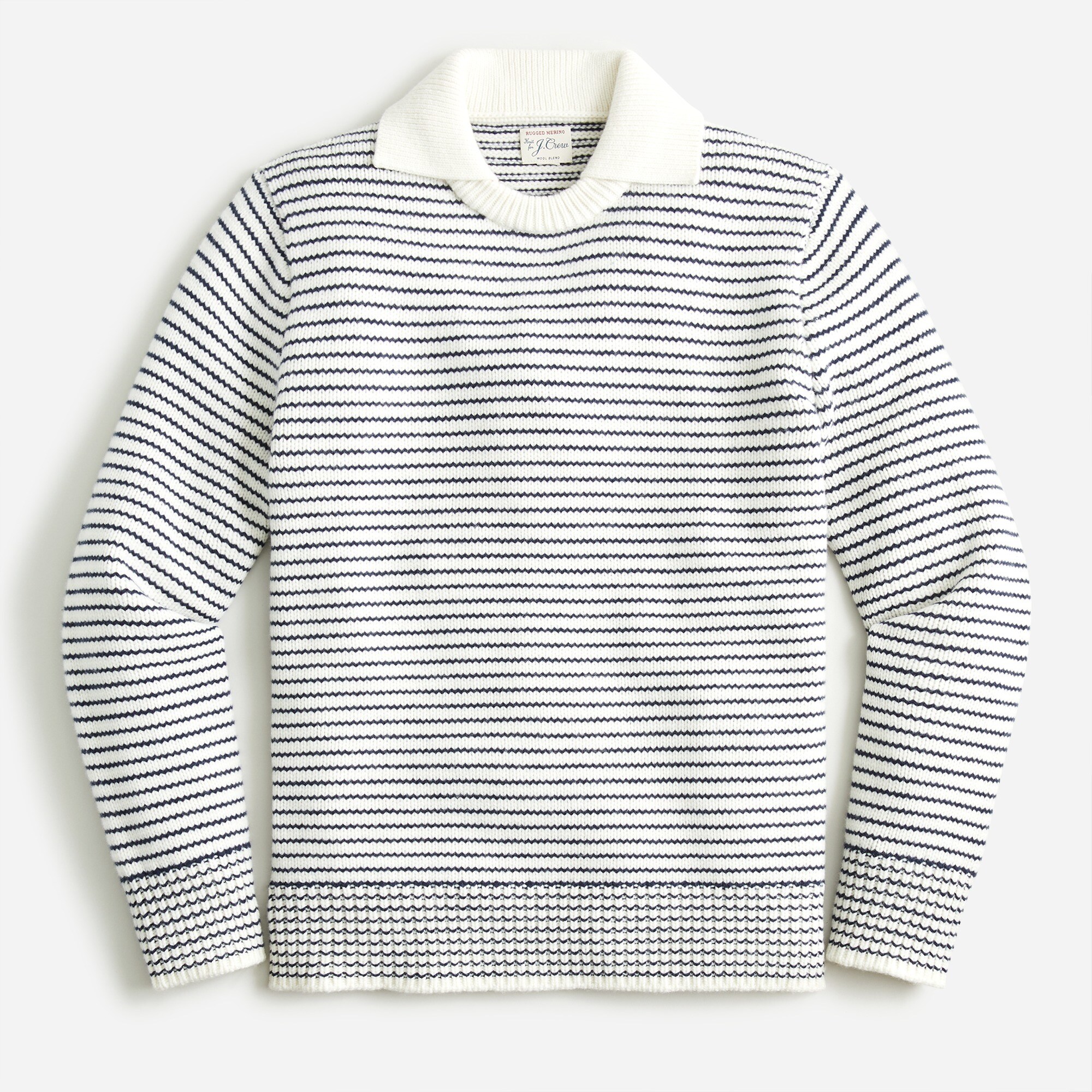 Rugged Merino Wool-blend Collared Sweater In Stripe For Men | J.Crew