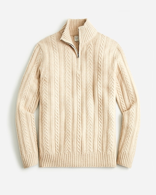  Rugged merino wool-blend half-zip cable-knit sweater