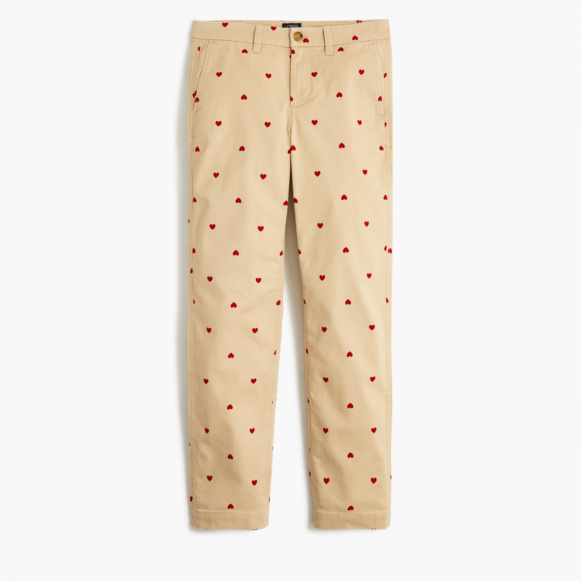 high-rise girlfriend chino pant with hearts for women