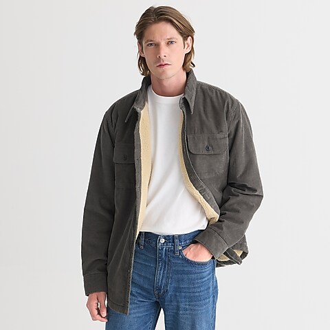 mens Sherpa-lined corduroy shirt-jacket