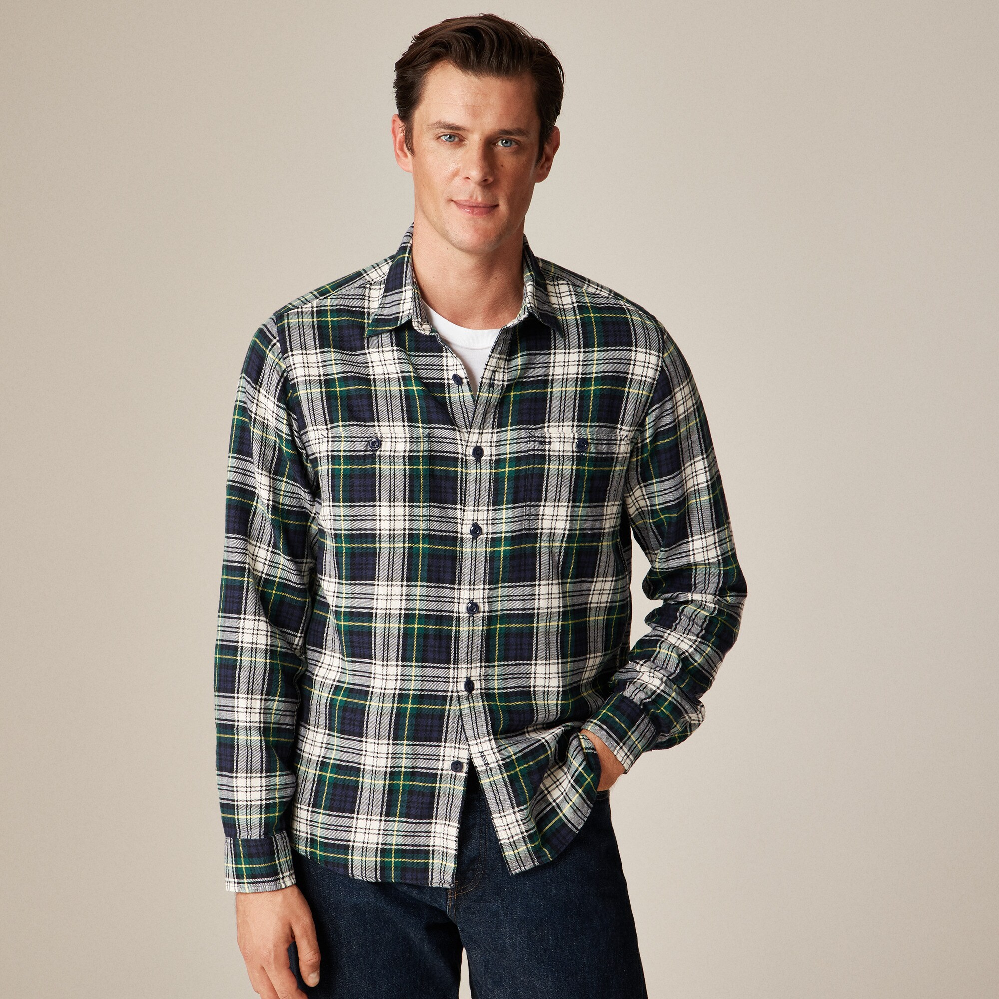 Cotton-hemp blend twill workshirt