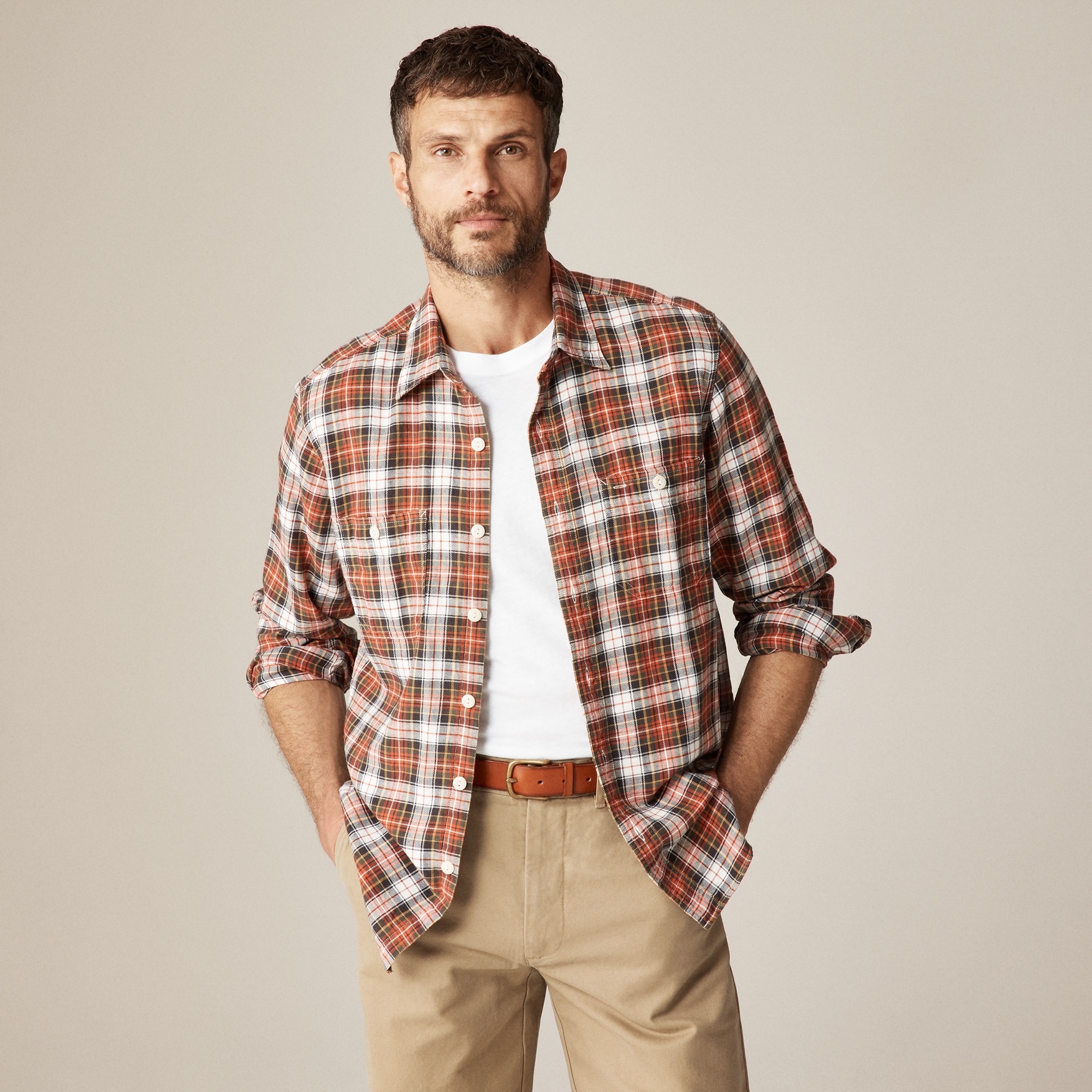 mens Cotton-hemp blend twill workshirt