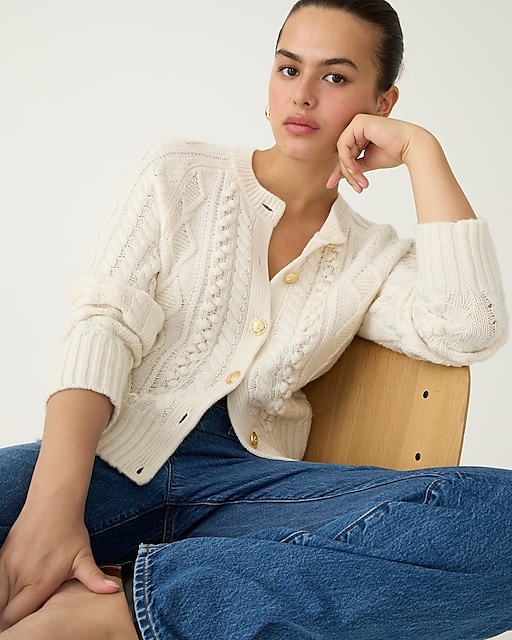 womens Cable-knit cardigan sweater
