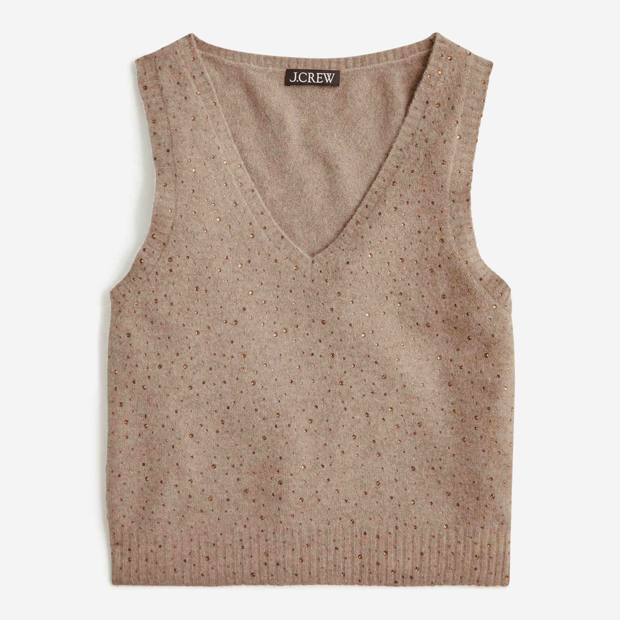 Crystal-embellished sweater shell in Supersoft yarn