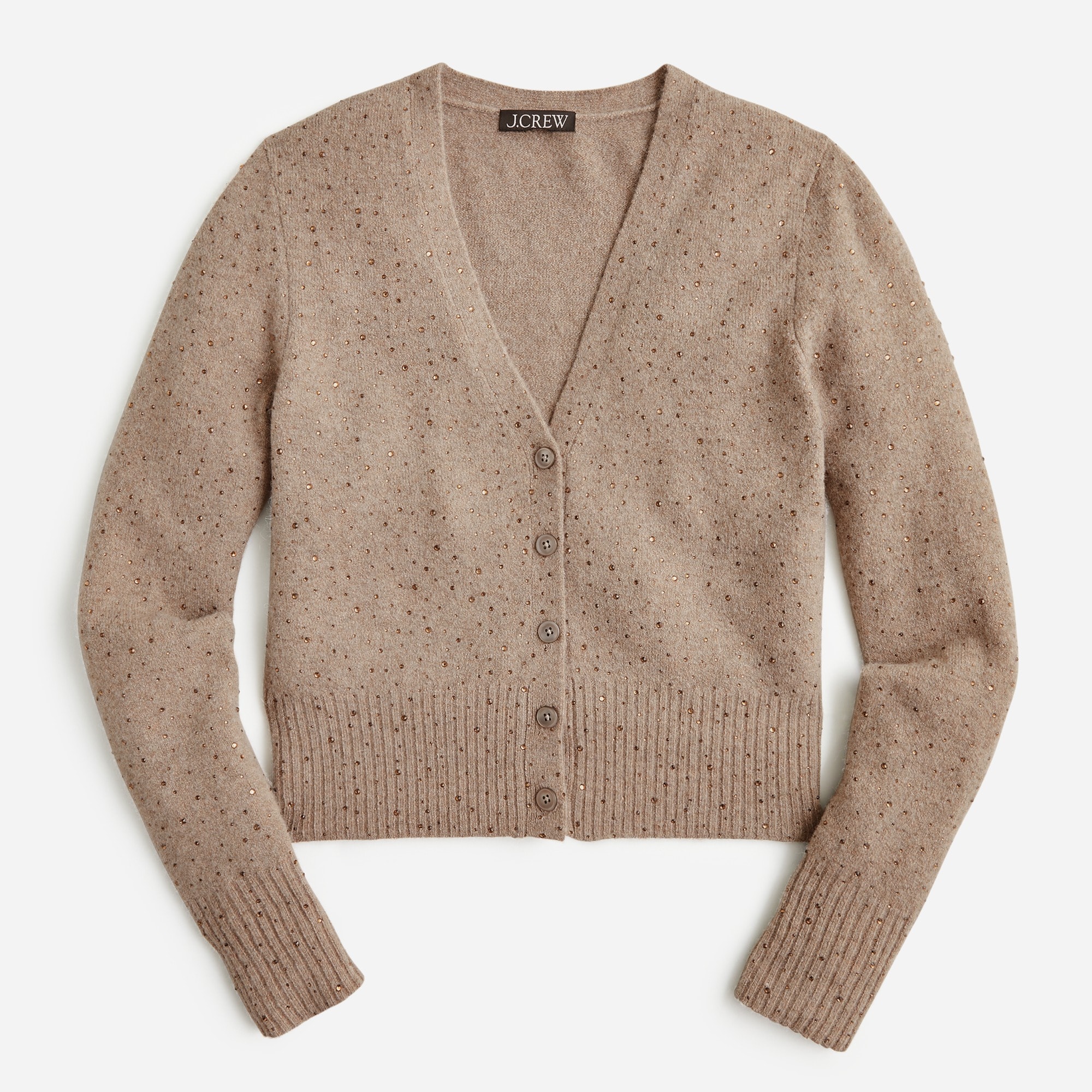 V-neck cardigan sweater in Supersoft yarn with crystals